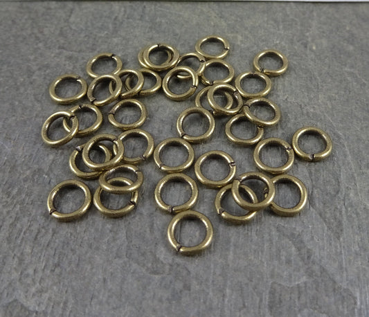 6mm Brass Jump Rings 18g Brass Jump Rings Bronze Jump Rings Antiqued Brass Plated Open Jump Rings (FMG/4863) - Qty: 100