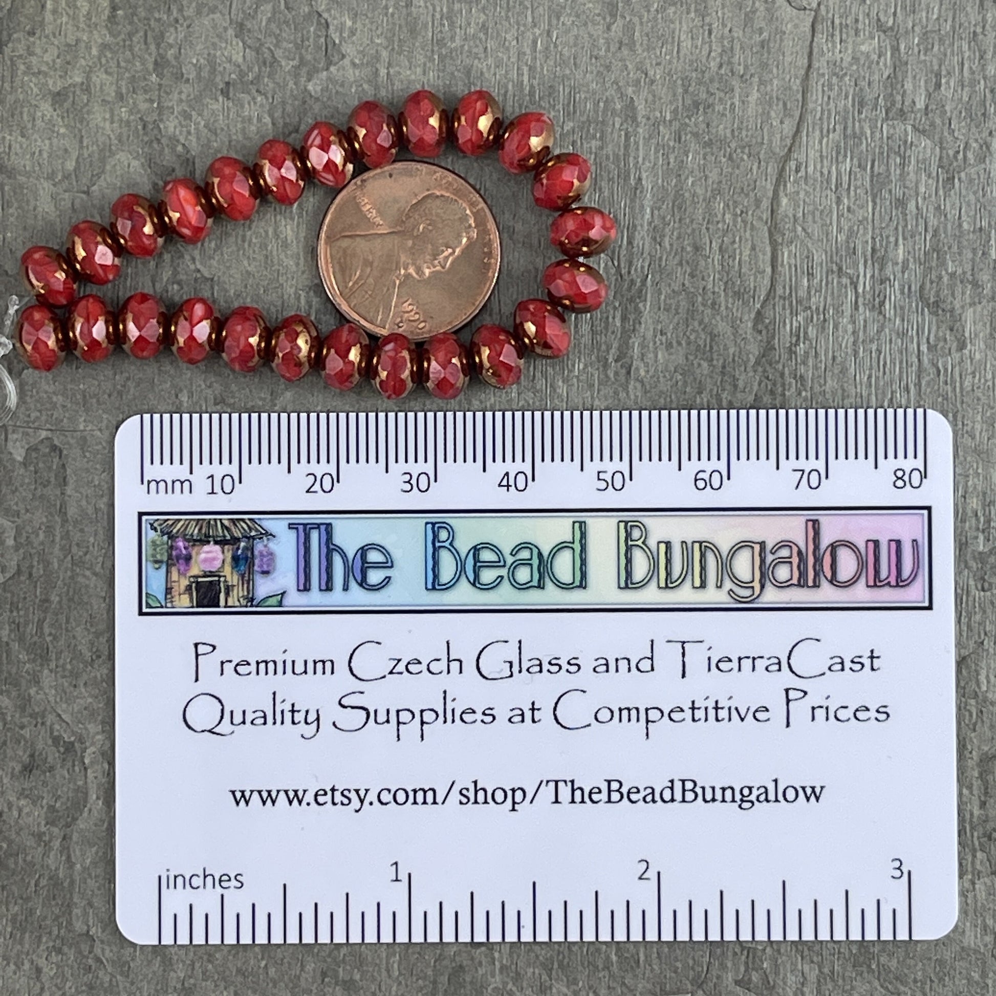 Czech Beads 7x5mm Rondelle Czech Glass Beads - Coral Red with Bronze Picasso Coral Red Rondelles (R7/N-1583) - Qty. 25