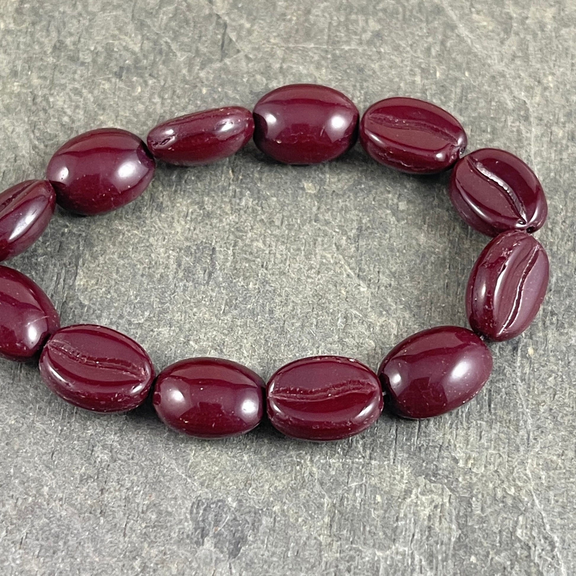 Coffee Bean Czech Glass Beads ~ Chestnut Brown Coffee Beans ~ 11x8mm Glass Coffee Beans (MISC/RJ-4556) - Qty. 12