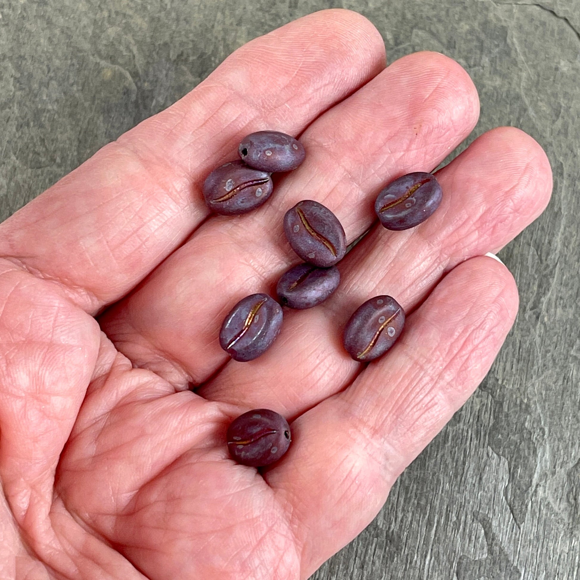 Matte Brown Coffee Bean Beads ~ Czech Glass Beads ~ 11x8mm Glass Coffee Beans ~ Brown Matte Finish Coffee Bean (MISC/RJ-4559) - Qty. 12