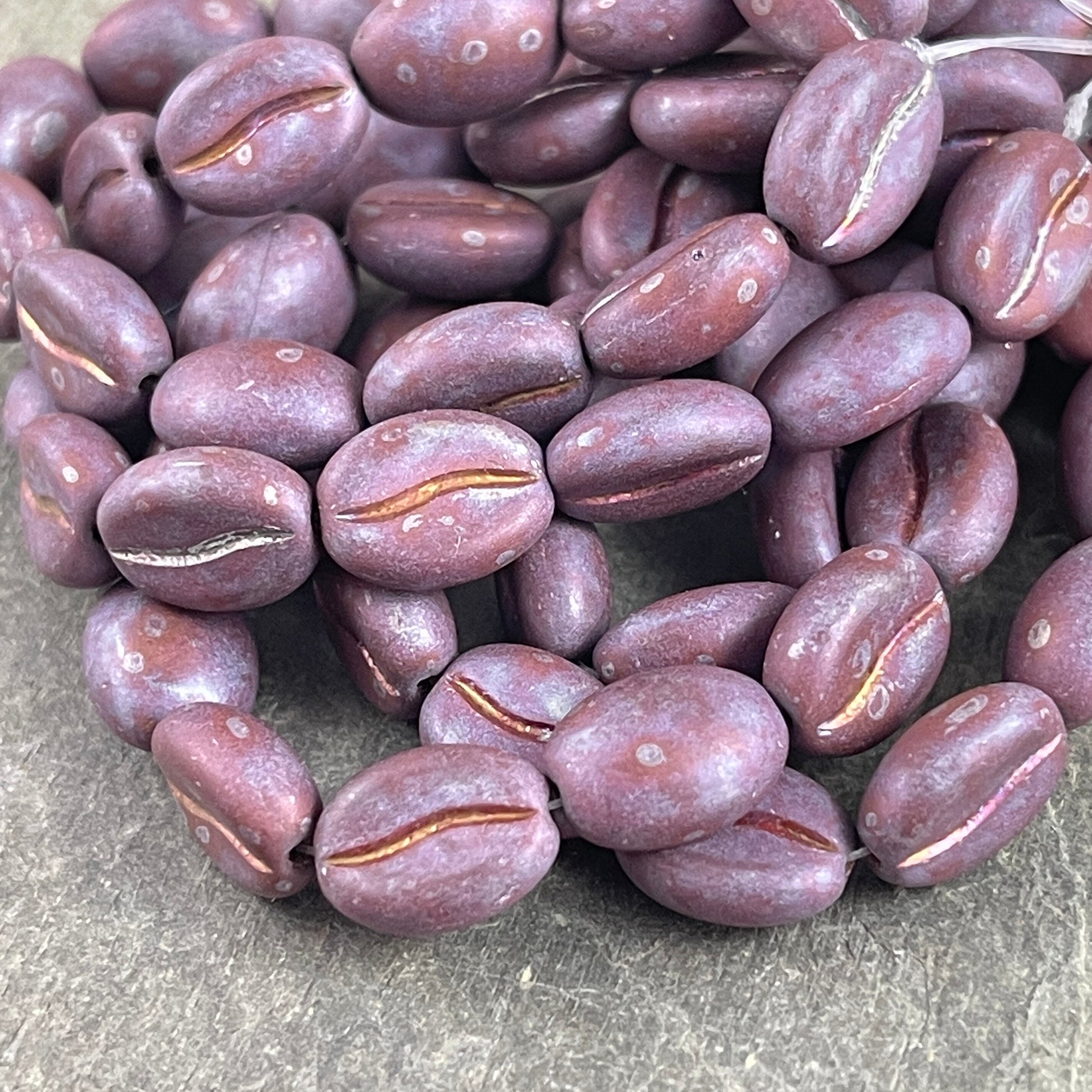 Matte Brown Coffee Bean Beads ~ Czech Glass Beads ~ 11x8mm Glass Coffee Beans ~ Brown Matte Finish Coffee Bean (MISC/RJ-4559) - Qty. 12