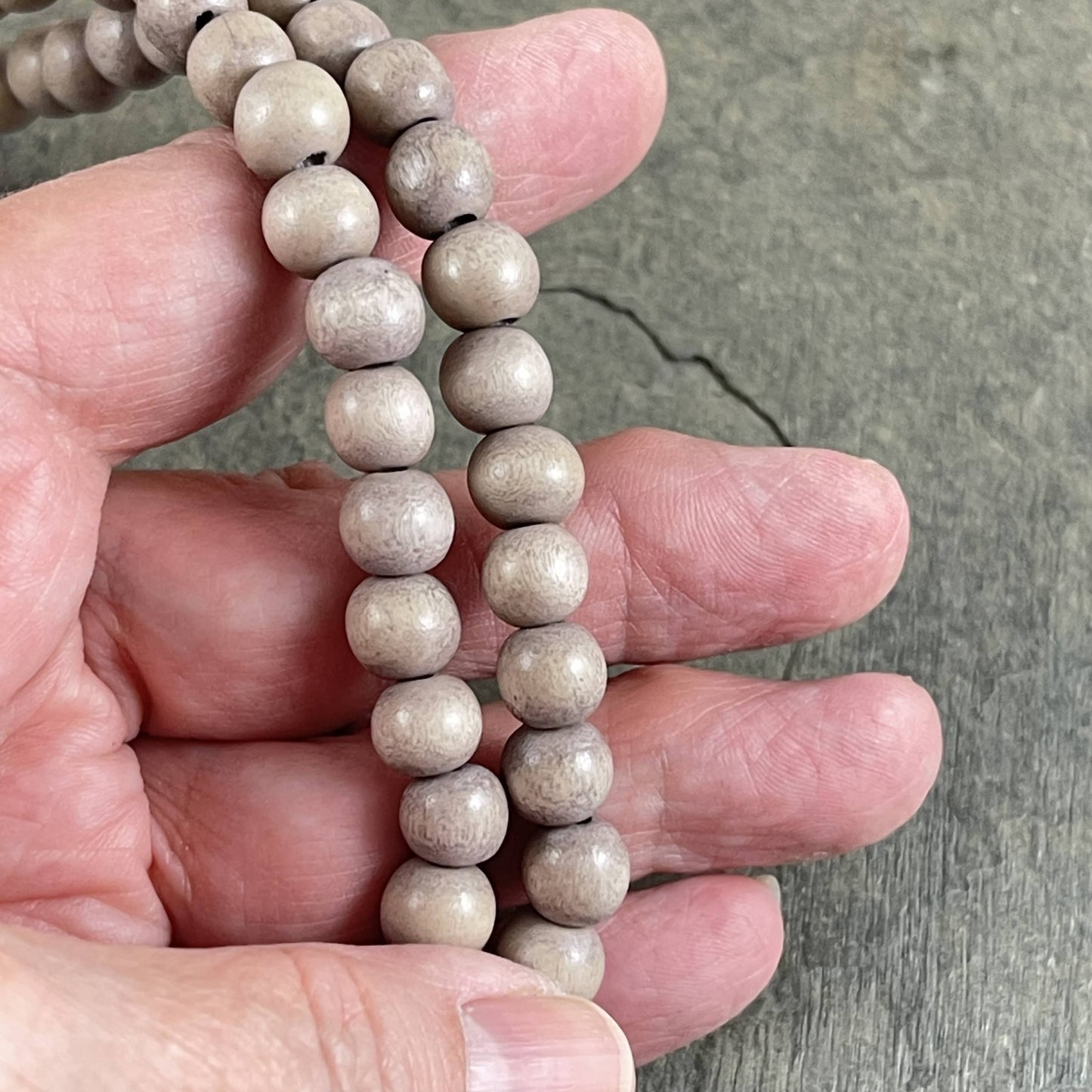 8mm Round Light Gray Wooden Beads Gray Beads 8mm Round Wooden Beads Dyed Gray Beads (1873) - 16" Strand