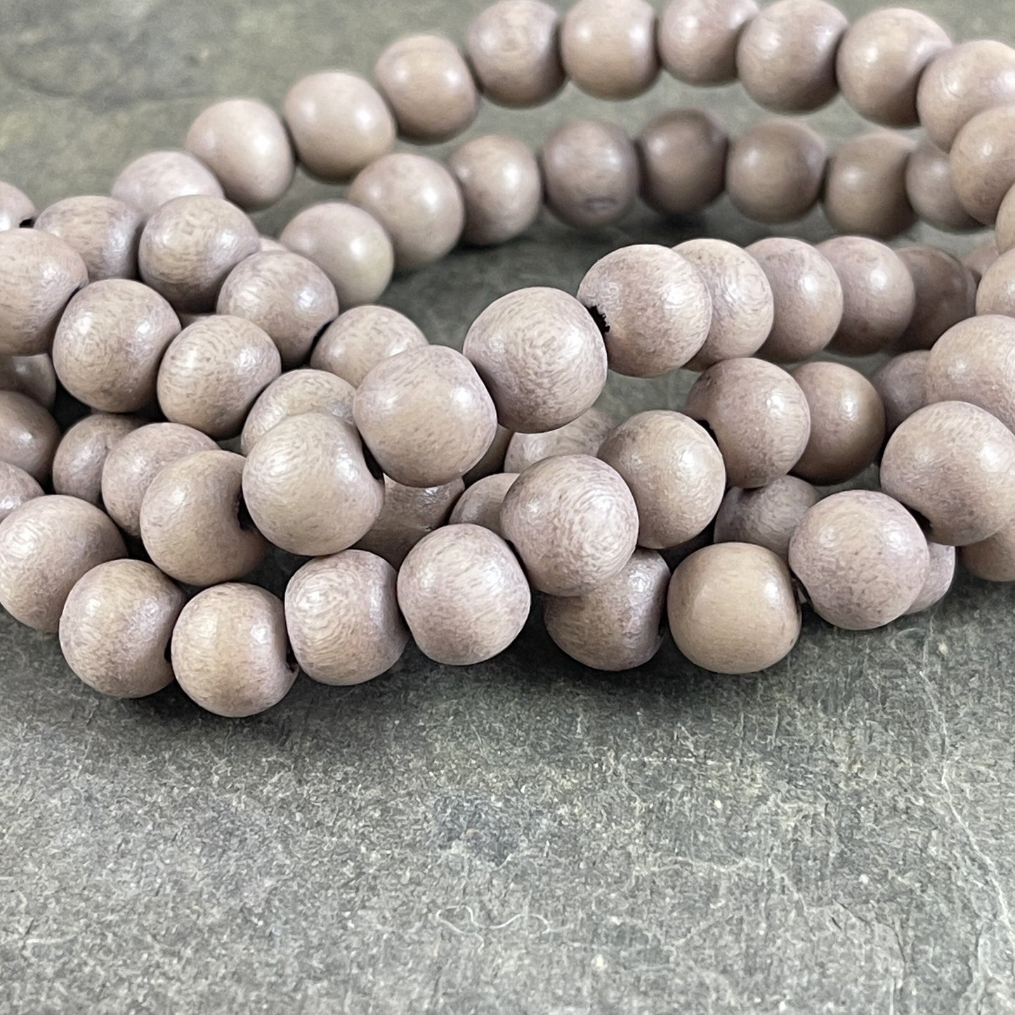 8mm Round Light Gray Wooden Beads Gray Beads 8mm Round Wooden Beads Dyed Gray Beads (1873) - 16" Strand