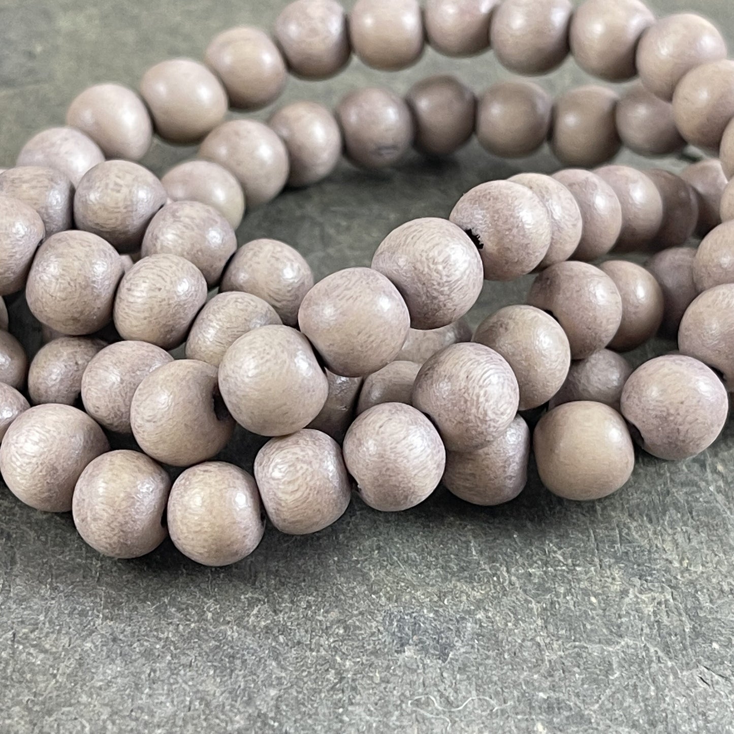 8mm Round Light Gray Wooden Beads Gray Beads 8mm Round Wooden Beads Dyed Gray Beads (1873) - 16" Strand