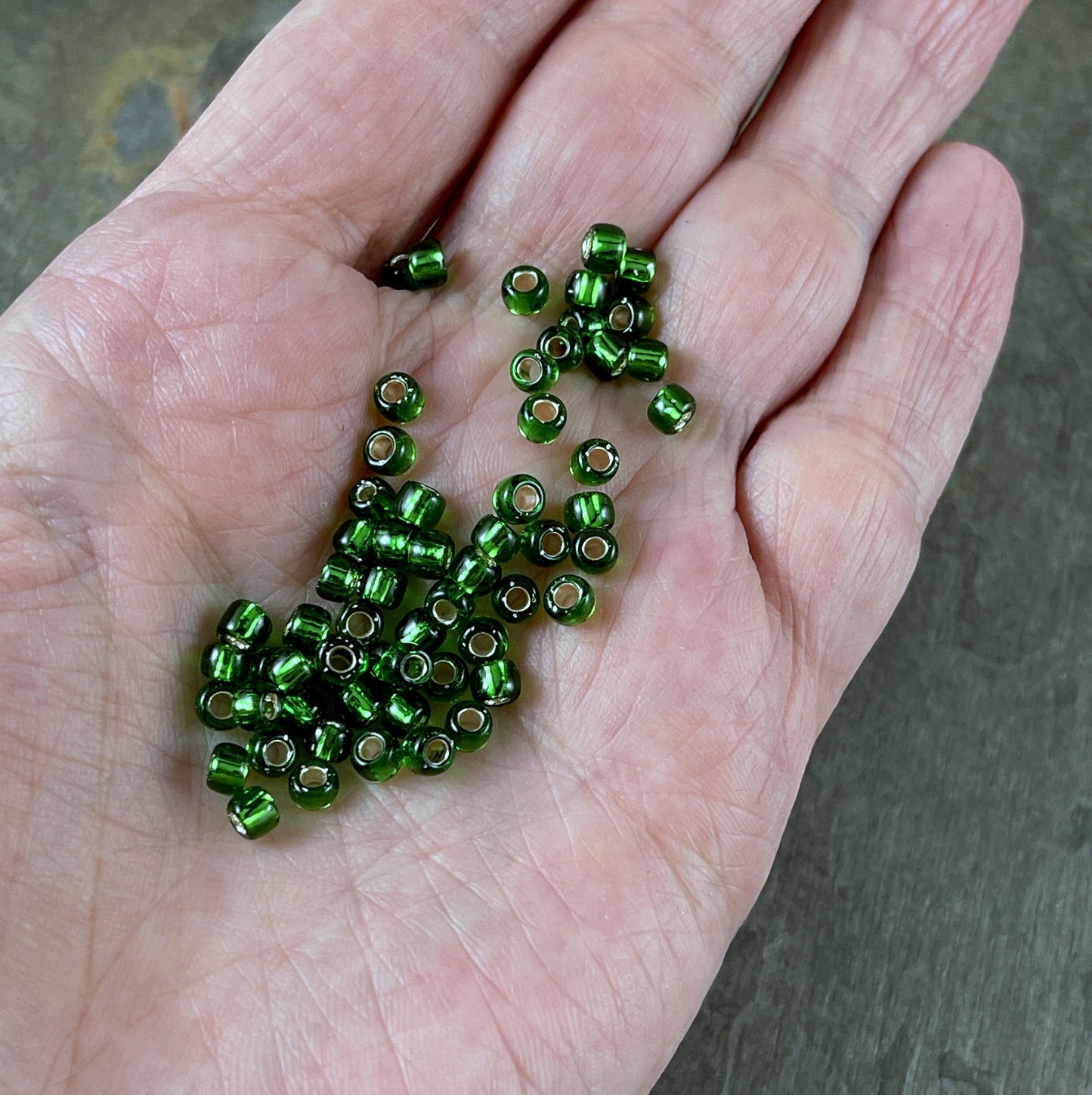 Green Seed Beads TOHO 6/0 Round Grass Green Beads with Silver Core (T6/SM-27B) 6/0 Glass Seed Beads 4mm Beads * 20 Grams