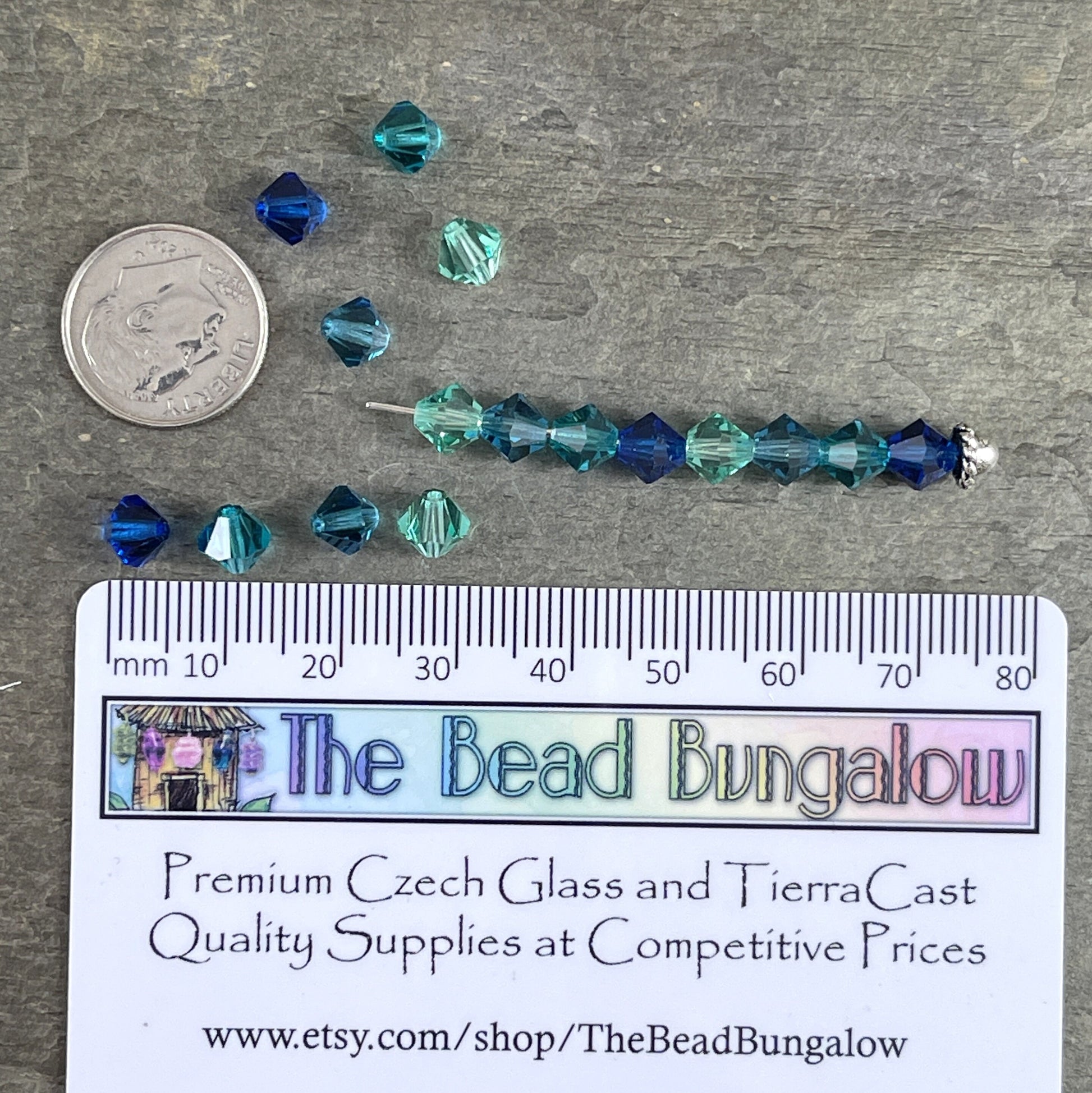 6mm Indicolite Preciosa Crystal Bicone Beads Czech Glass Crystal Blue Faceted 6mm Bicone Beads (FMG-7660) - Qty. 24 Beads