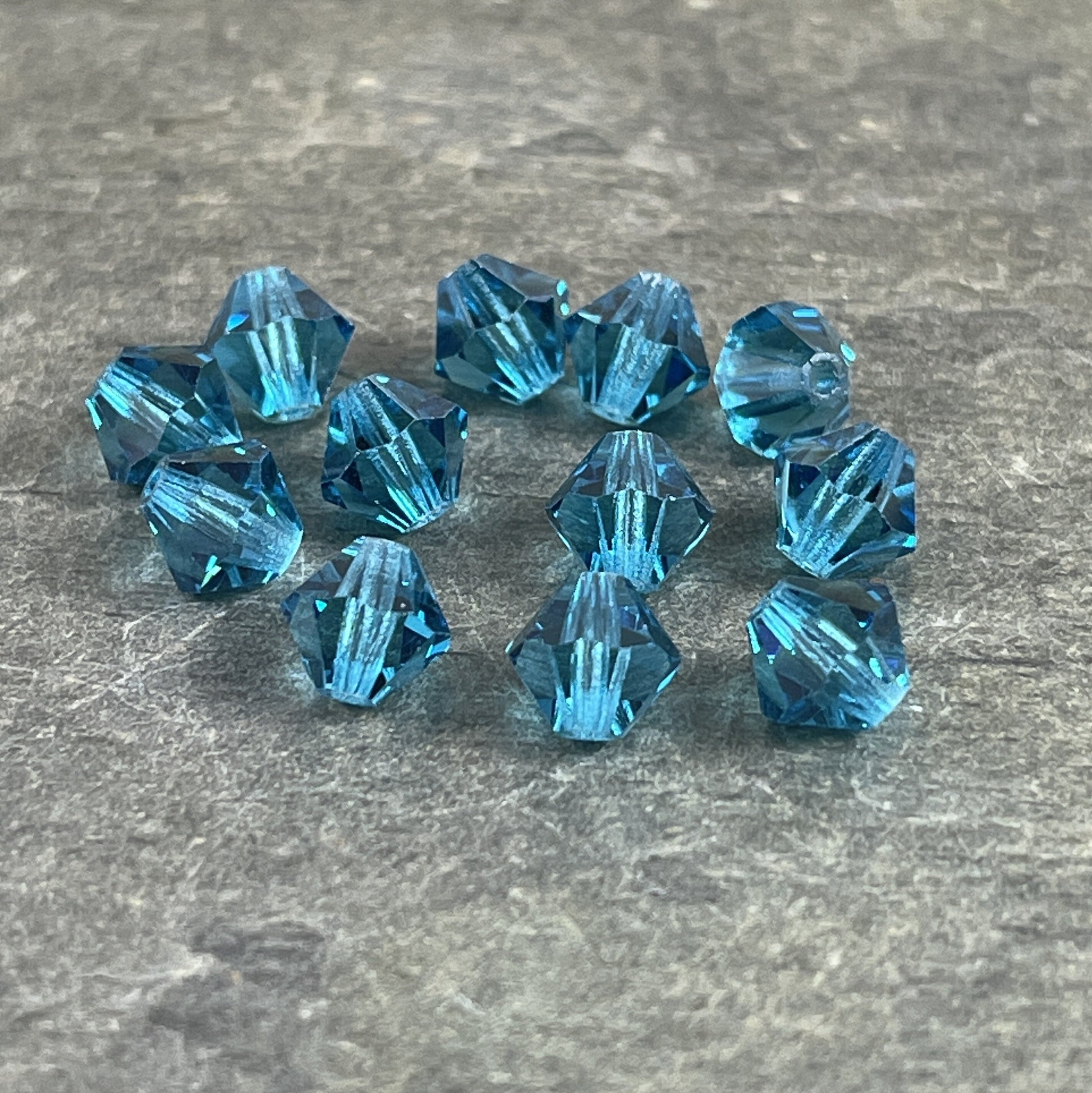 6mm Indicolite Preciosa Crystal Bicone Beads Czech Glass Crystal Blue Faceted 6mm Bicone Beads (FMG-7660) - Qty. 24 Beads