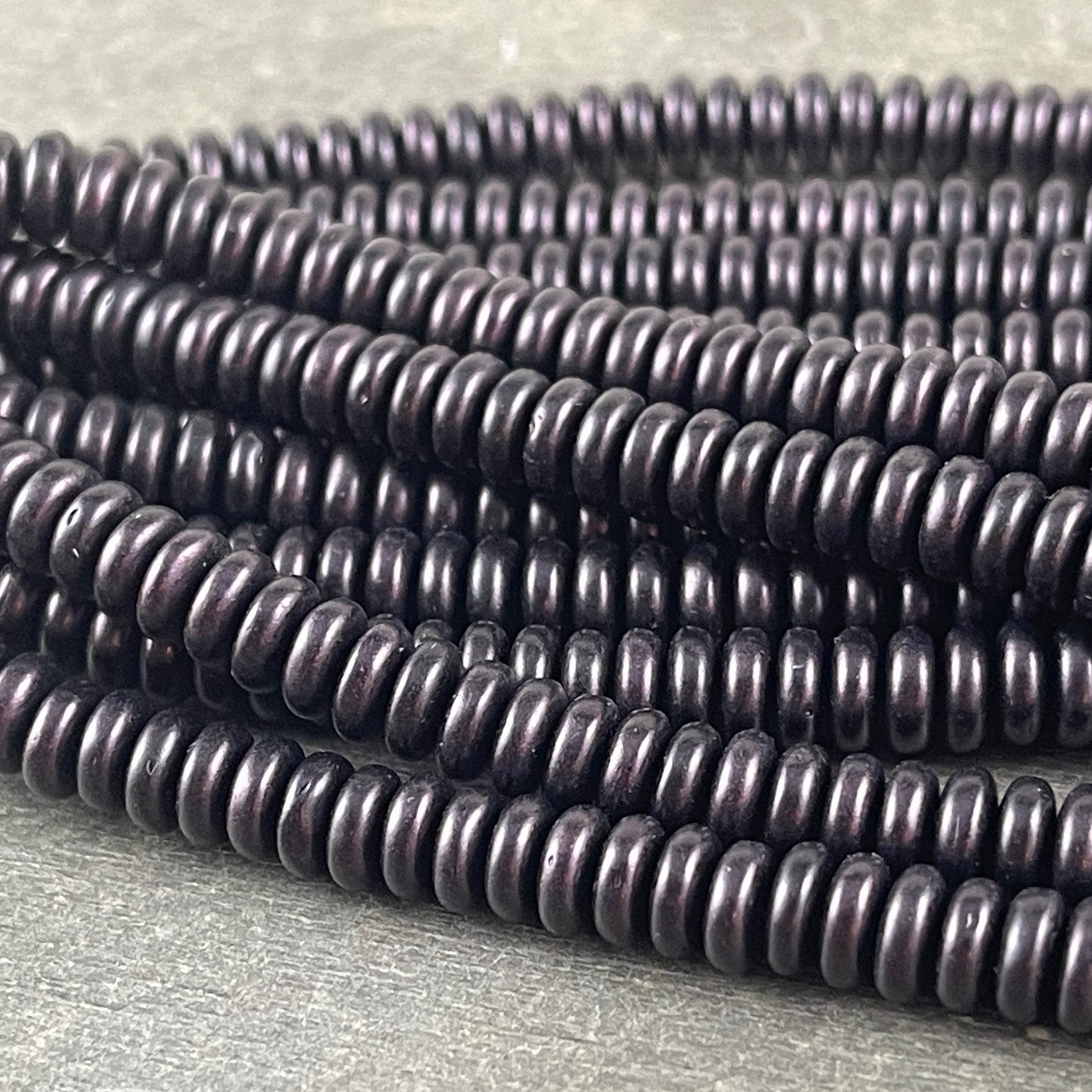 6x2mm Dark Plum Czech Glass Rondelle ~ Metallic Suede Dark Purple Disc Spacer (RD6/SM-79083) * Qty. 50