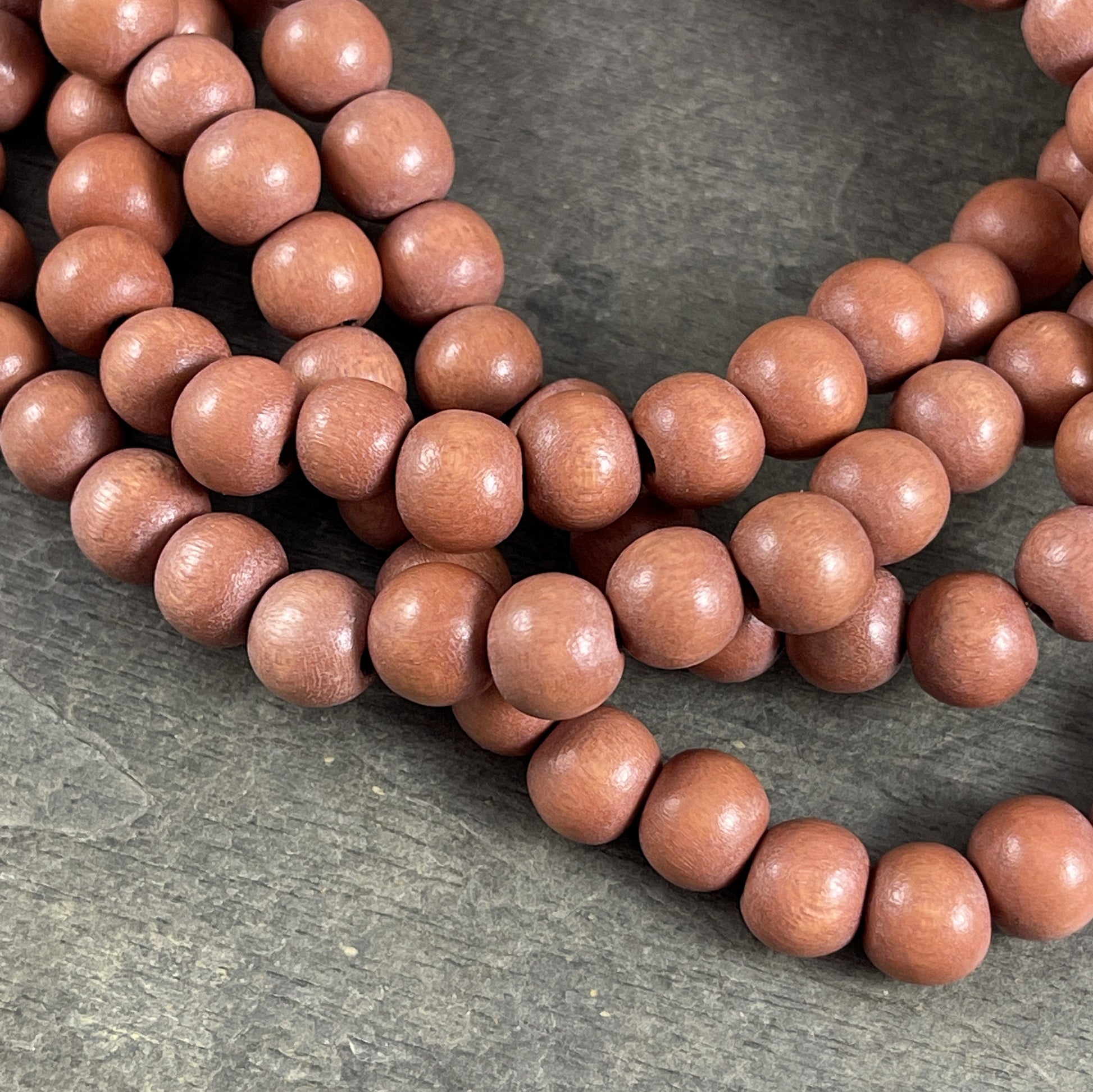 8mm Round Wooden Beads Light Brown Wooden Beads Lightweight Wooden Beads Mala Beads - Caramel Brown Beads (9466) - 16" Strand