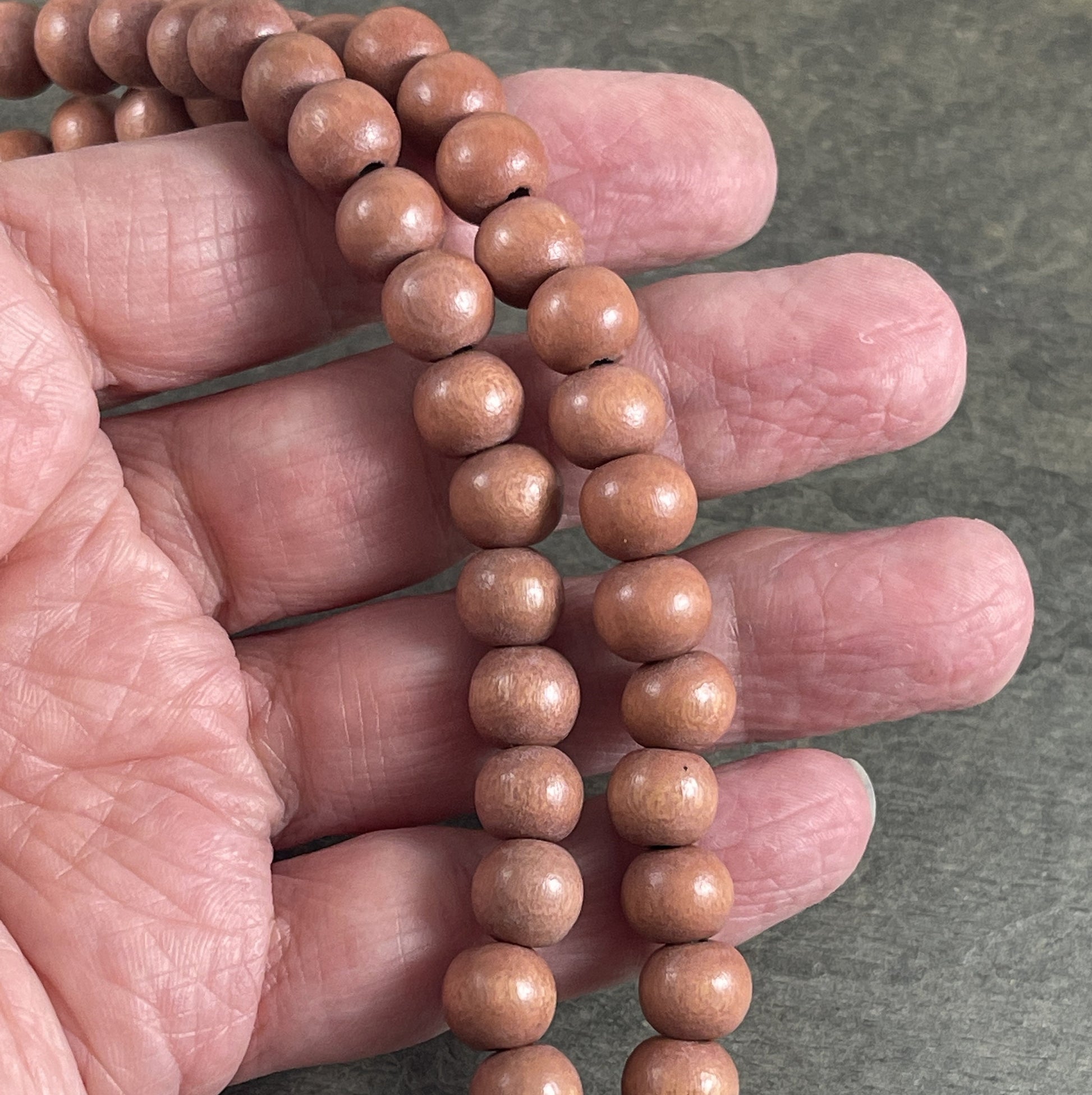 8mm Round Wooden Beads Light Brown Wooden Beads Lightweight Wooden Beads Mala Beads - Caramel Brown Beads (9466) - 16" Strand