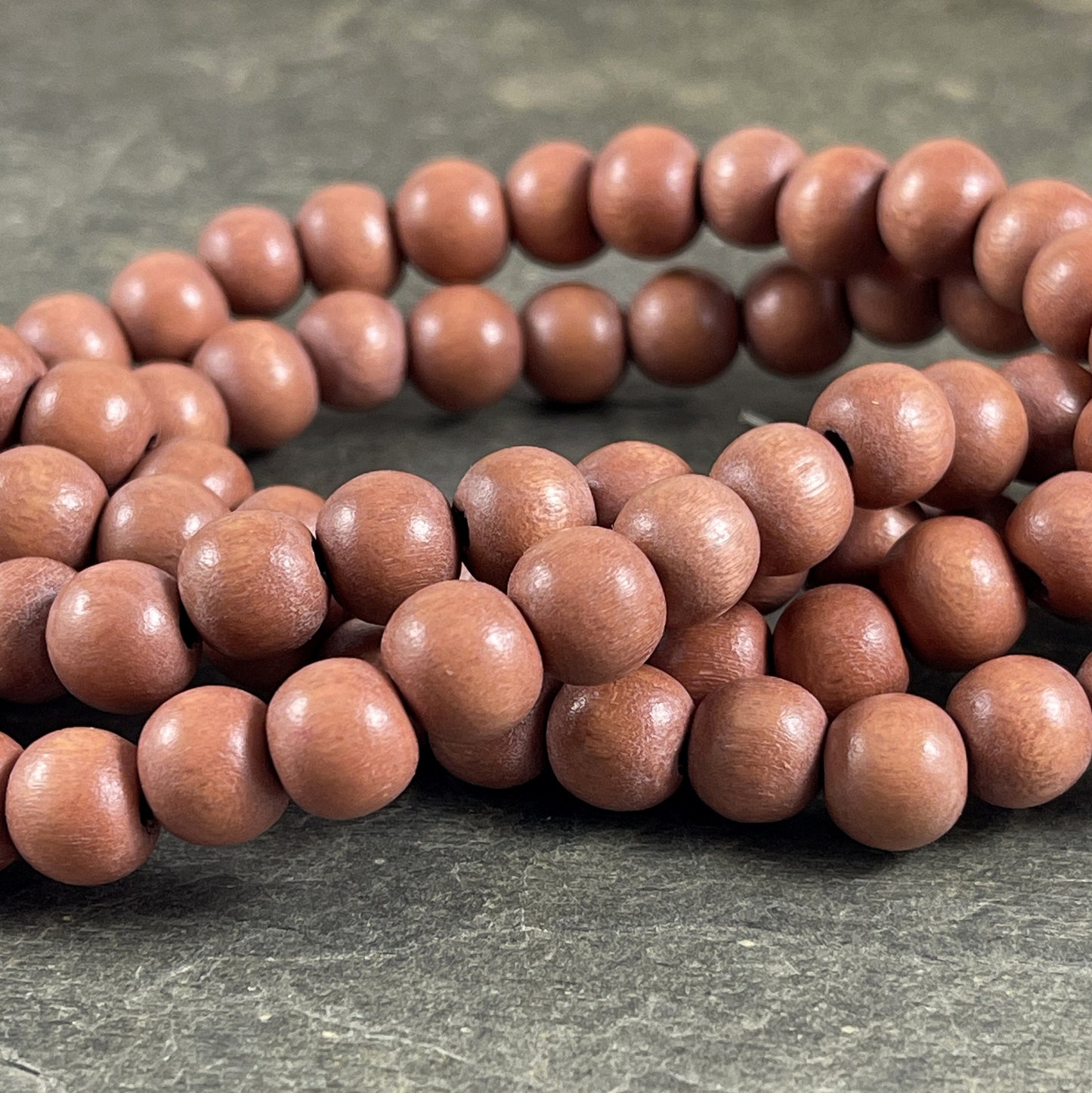 8mm Round Wooden Beads Light Brown Wooden Beads Lightweight Wooden Beads Mala Beads - Caramel Brown Beads (9466) - 16" Strand