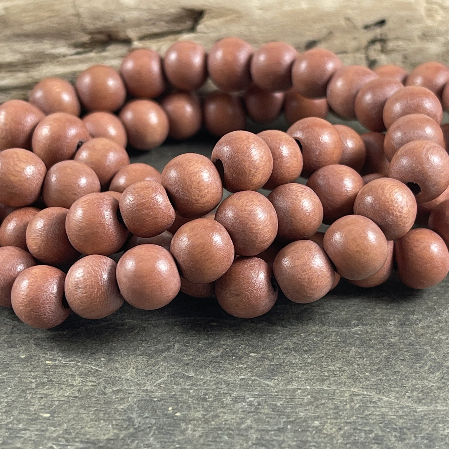 8mm Round Wooden Beads Light Brown Wooden Beads Lightweight Wooden Beads Mala Beads - Caramel Brown Beads (9466) - 16" Strand