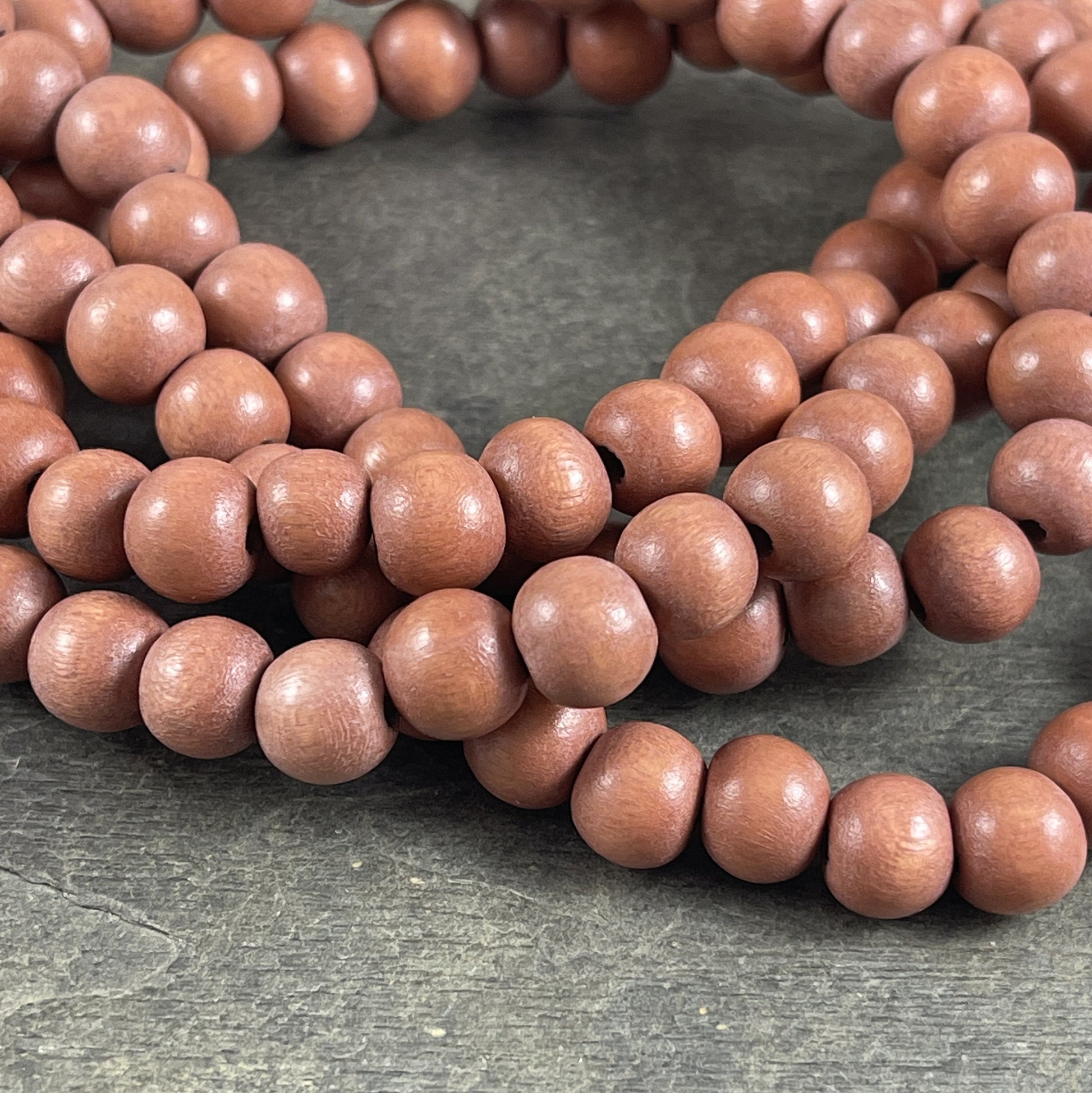 8mm Round Wooden Beads Light Brown Wooden Beads Lightweight Wooden Beads Mala Beads - Caramel Brown Beads (9466) - 16" Strand