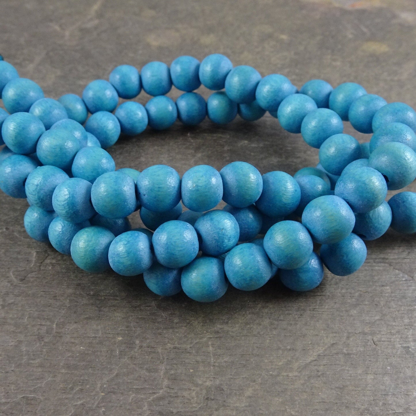 8mm Round Sky Blue Wooden Beads ~ Lightweight Wooden Beads ~ 8mm Round Wooden Beads ~ Mala Beads (1870NB) - 16" Strand