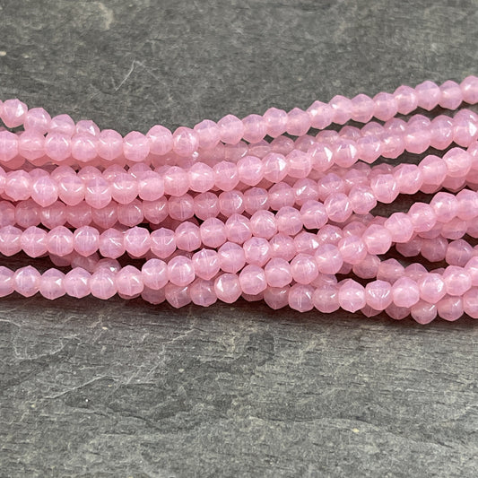 Czech Glass Beads - 3mm Milky Pink Beads - Small Pink Spacer Beads (EC3/SM-M71010) - Qty. 50