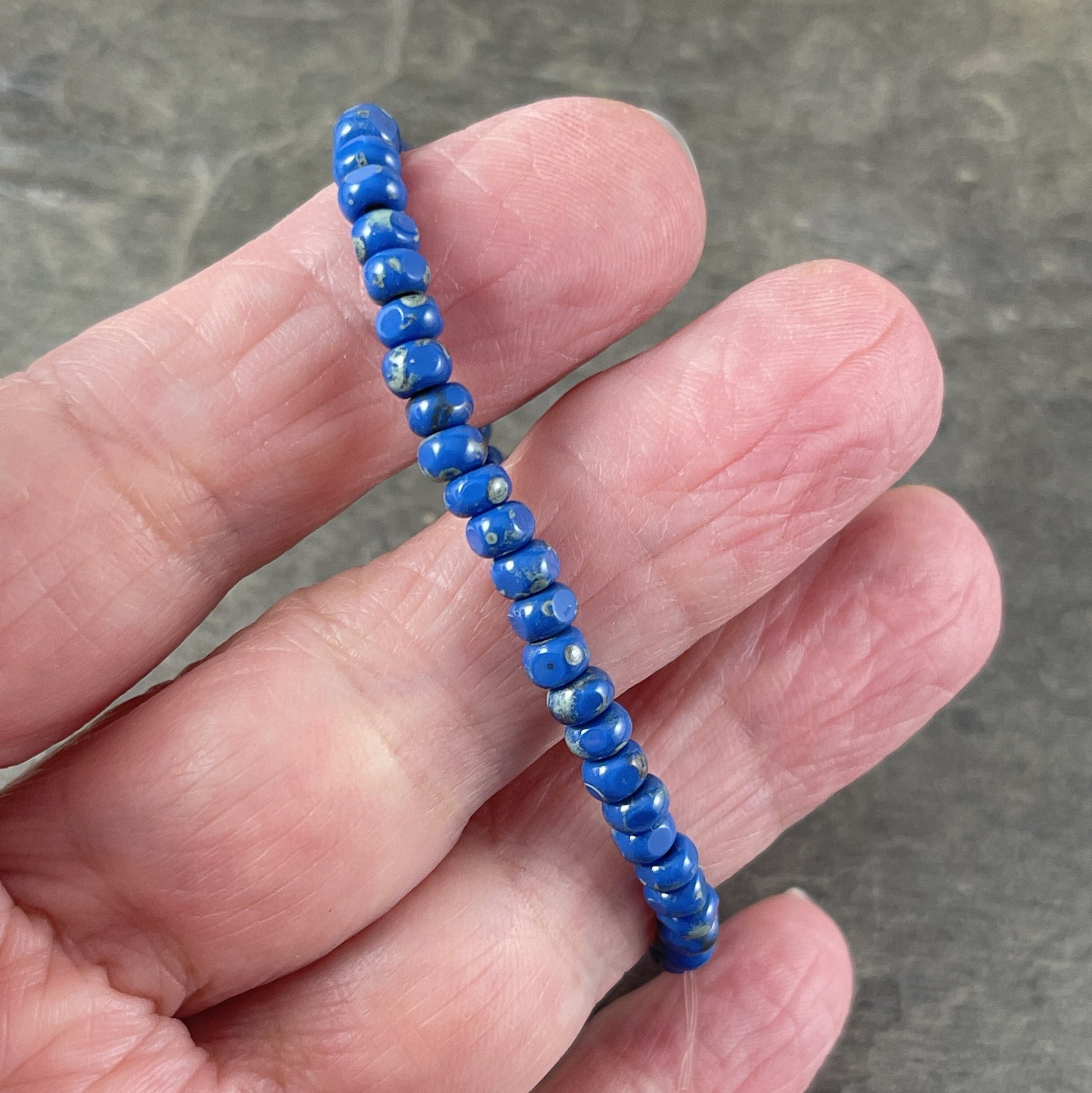 Lapis Blue Seed Bead ~ Czech Glass Beads ~ Faceted Bead ~ 4x3mm Opaque Royal Blue with Light Picasso Finish (TRICA/RJ-2629) * Qty. 50