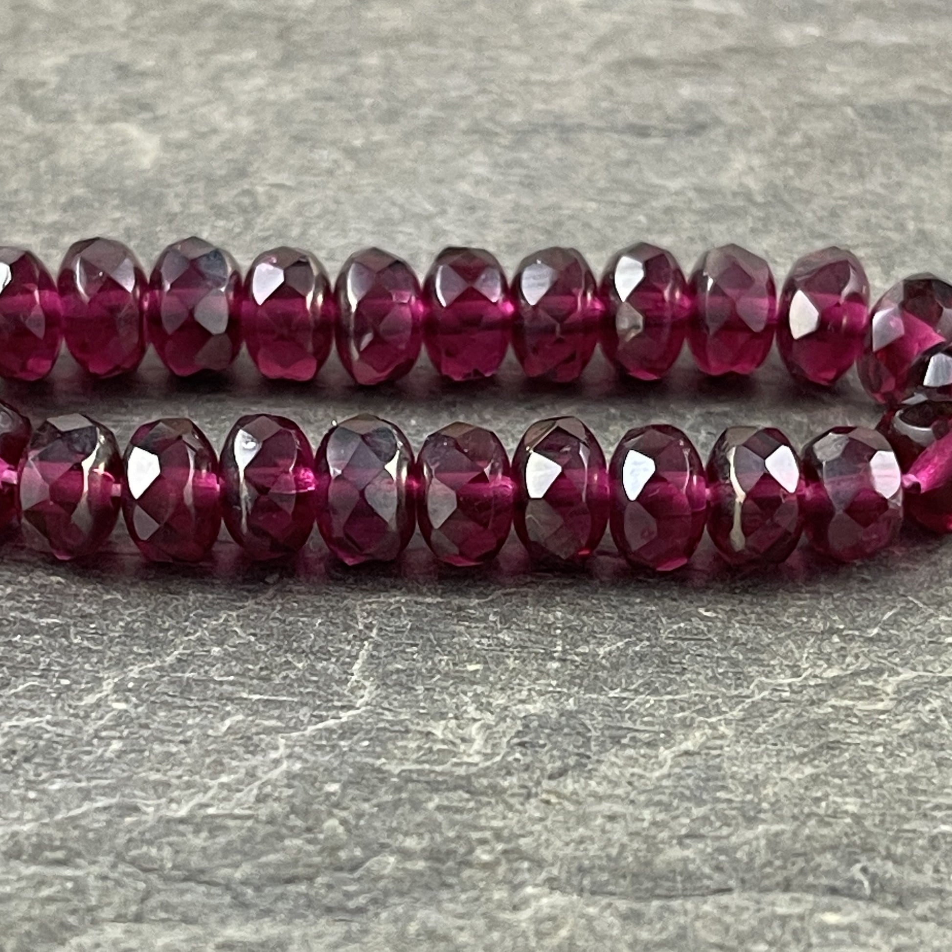 Dark Fuchsia Czech Beads 7x5mm Rondelle Czech Glass Beads Transparent Faceted Rondelle Transparent Purple Fuchsia (R7/RJ-0799) * Qty 25