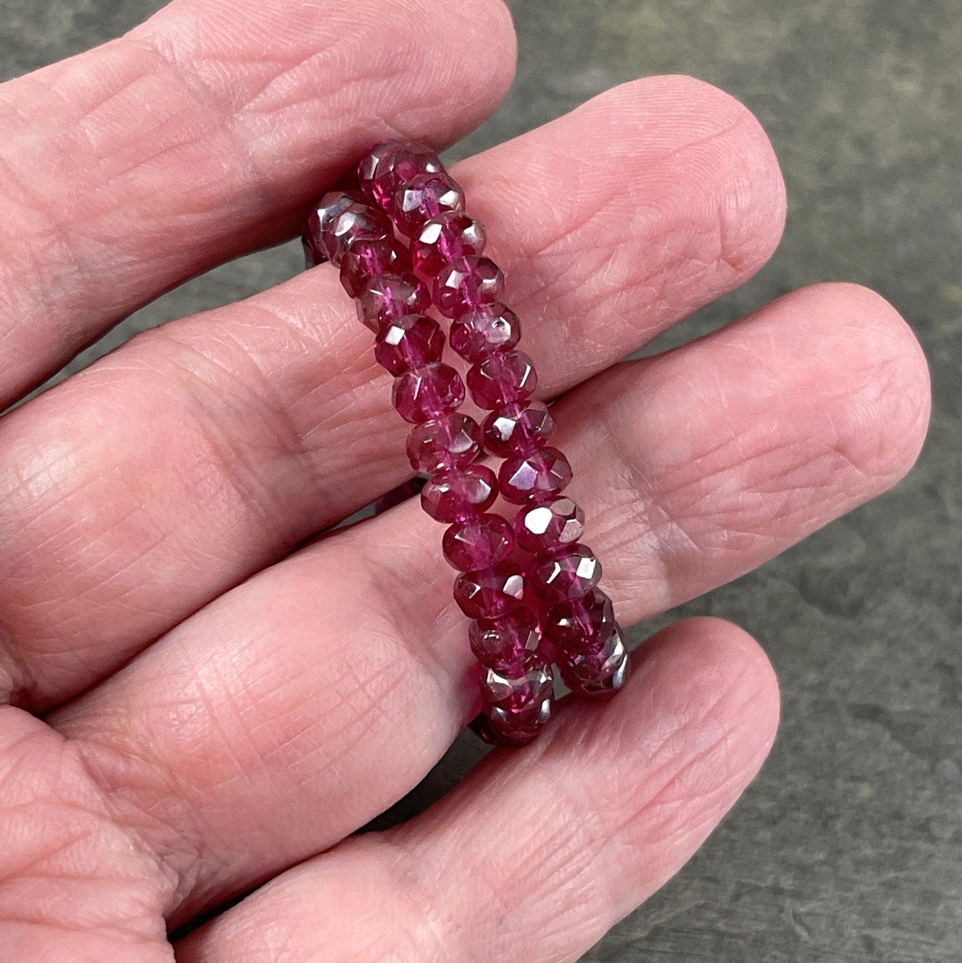 Fuchsia Luster Rondelle Faceted Czech Glass Beads 5x3mm Rondelle Fuchsia Pink Faceted Glass Bead (R5/RJ-1410) - Qty. 30