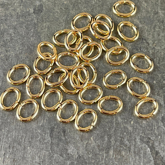 8x6mm Oval Jump Rings ~ 18g Oval Jump Rings ~ Gold Jump Rings ~ Gold Plated Brass Open Jump Rings (FMG/5058) * Qty: 100