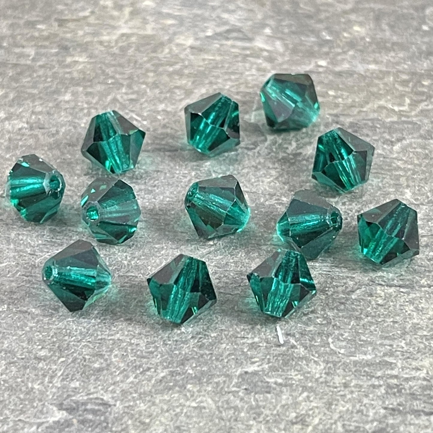 6mm Emerald Preciosa Crystal Bicone Beads Czech Glass Crystal Birthstone Beads 6mm Emerald Green Bicone Beads (FMG-7621) - Qty. 24 Beads