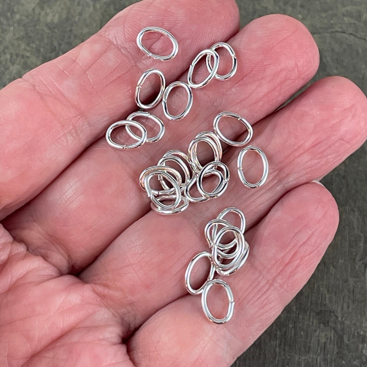 8x6mm Bright Silver Oval Jump Rings ~ 18g Silver Plated Brass Open Jump Rings ~ Oval Shape (FMG/5061) * Qty: 100