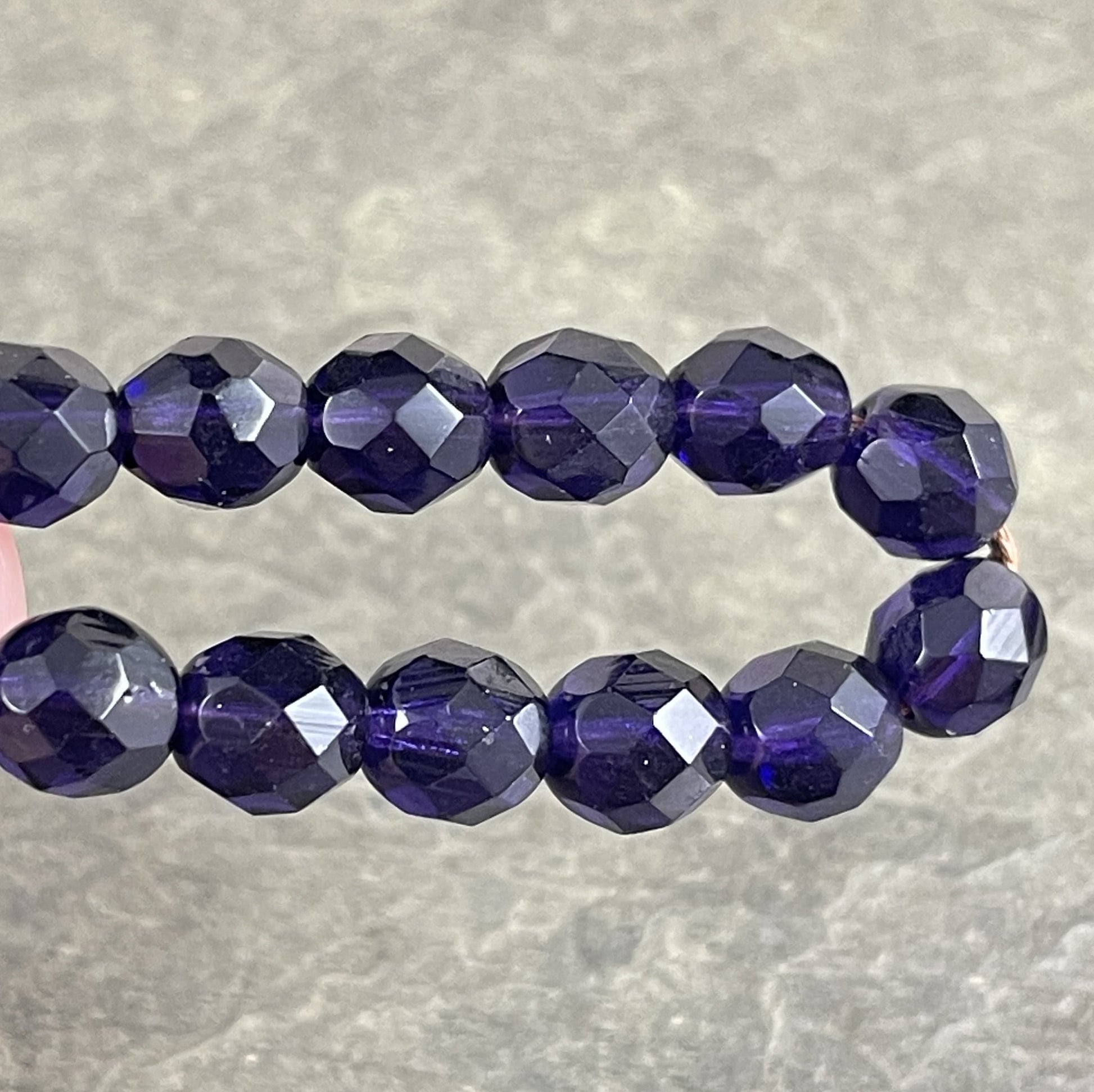 Dark Purple Glass Beads 8mm Tanzanite Faceted Round Czech Beads 8mm Czech Glass Beads - Tanzanite Glass Bead (FP8/DV) - Qty 25