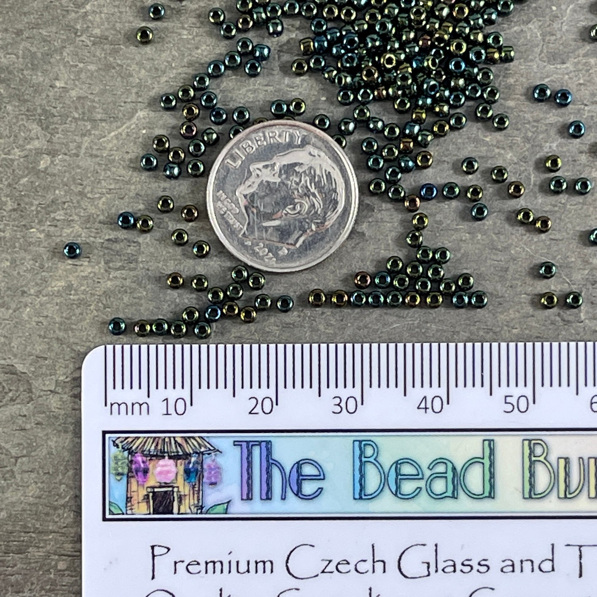 11/0 TOHO Seed Beads - TINY Green Iris Seed Bead 2mm Blue and Green Glass Beads (T11/N-T388~84) - Qty. 15 grams [approx. 1 500 Beads]