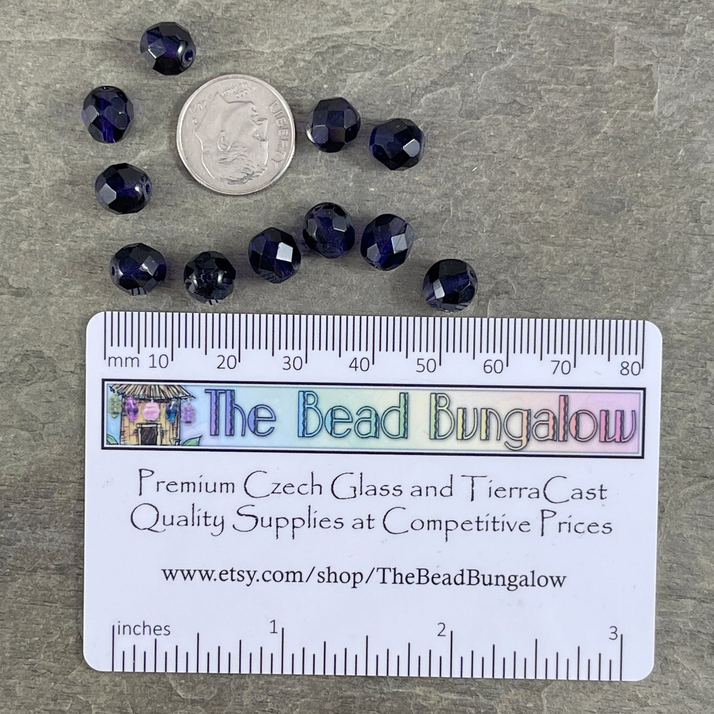 Dark Purple Glass Beads 8mm Tanzanite Faceted Round Czech Beads 8mm Czech Glass Beads - Tanzanite Glass Bead (FP8/DV) - Qty 25