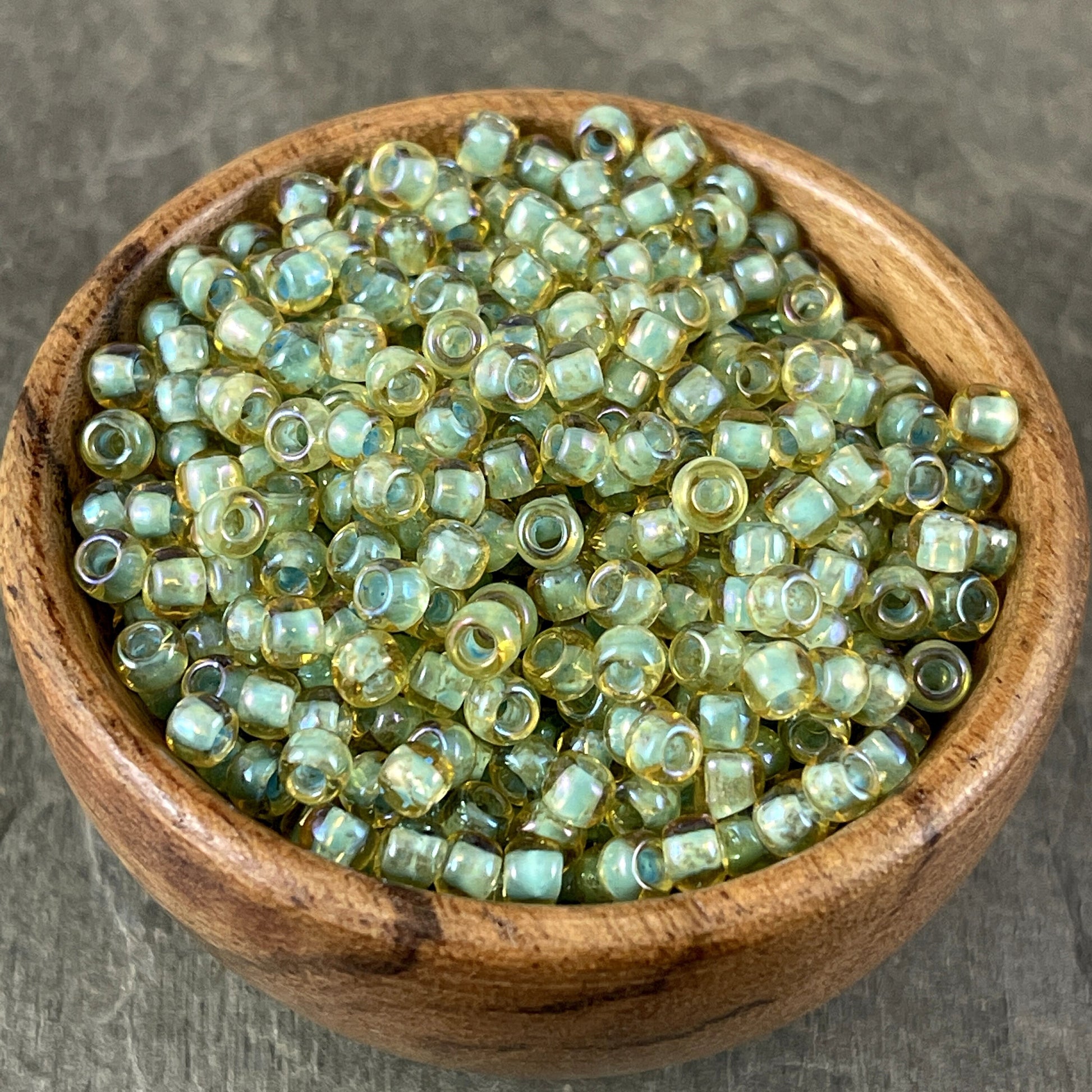 TOHO Glass Seed Beads 6/0 Light Topaz Glass Seafoam Lined (T6/SM-952) Seafoam Seed Beads 6/0 Seed Beads 4mm Glass Beads * Qty. 20 grams