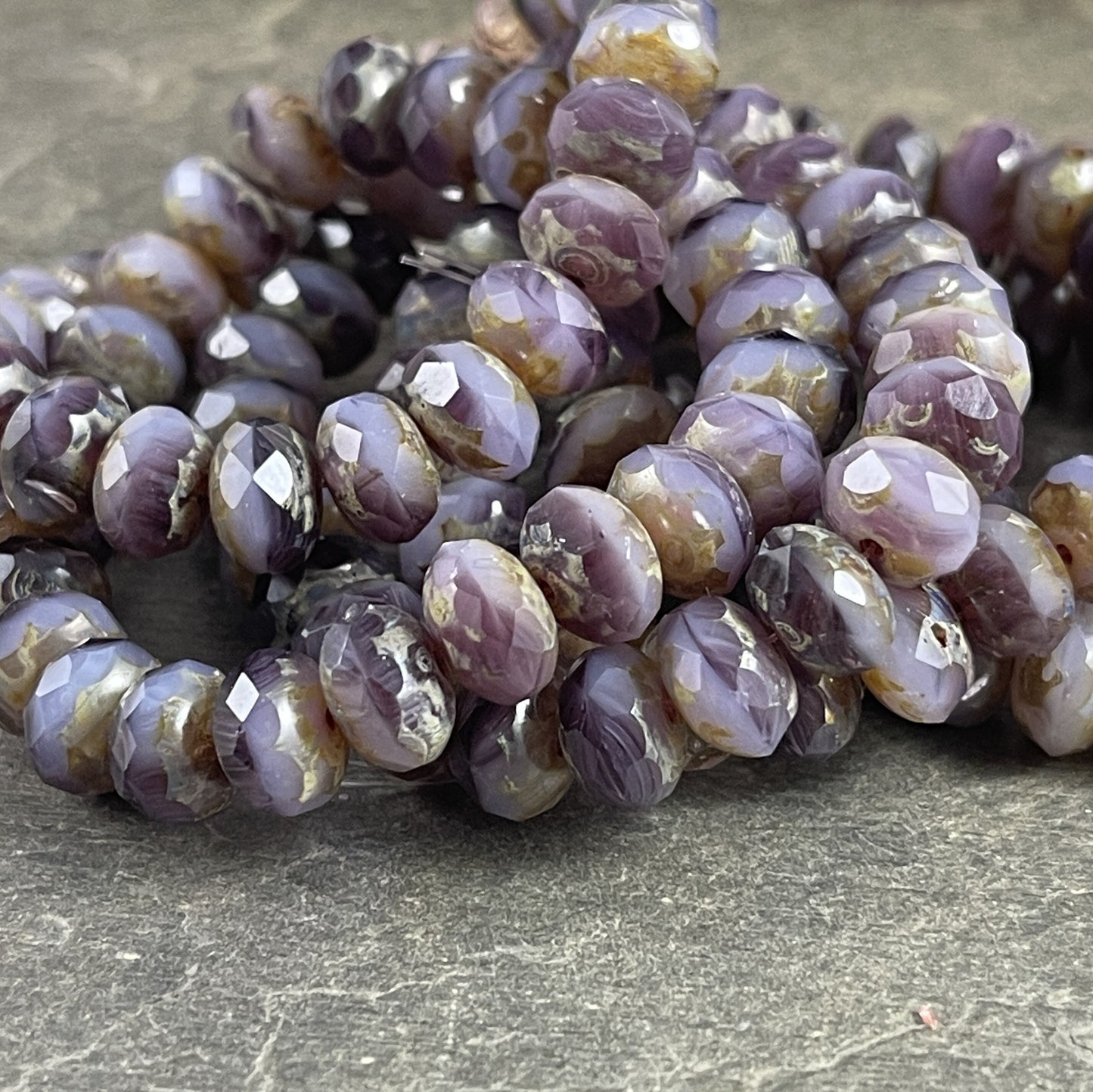 Two Tone Purple Picasso Rondelles Czech Beads 8x6mm Rondelle Czech Glass Beads - Picasso Beads (R8/RJ-2746) *