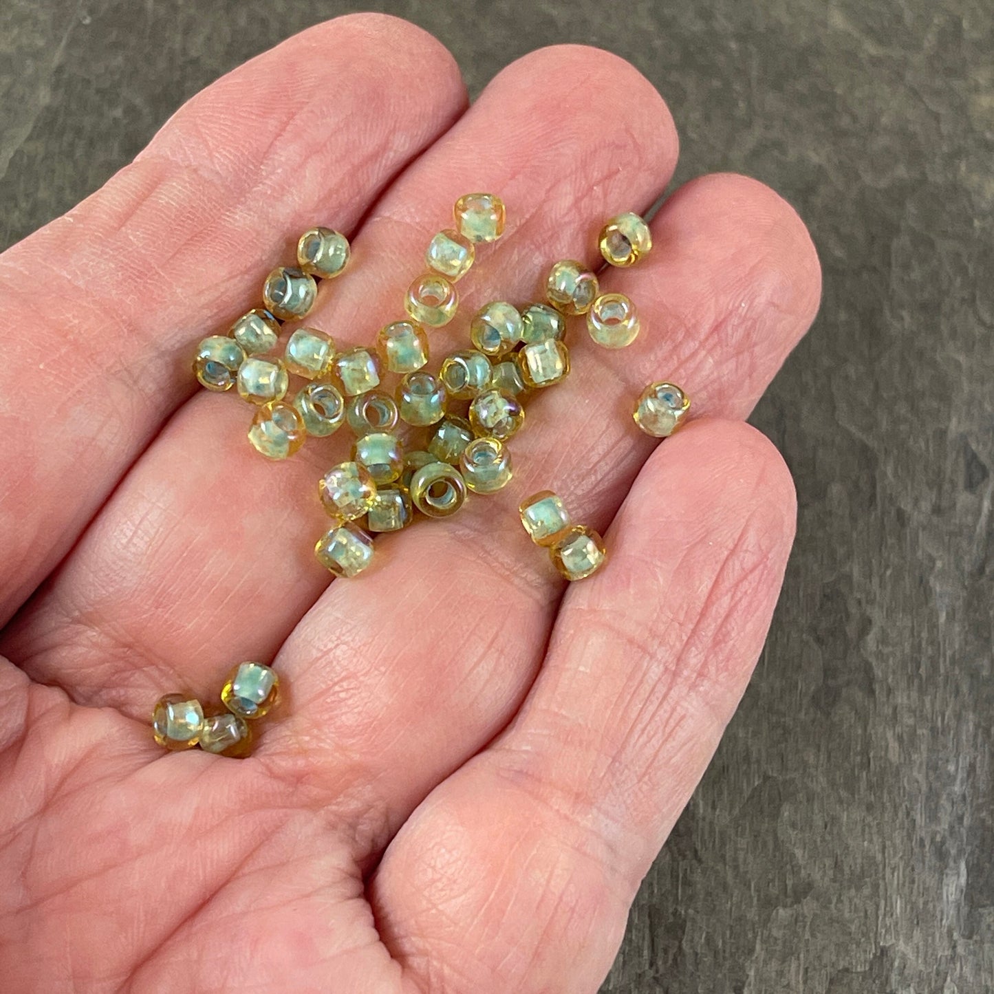 TOHO Glass Seed Beads 6/0 Light Topaz Glass Seafoam Lined (T6/SM-952) Seafoam Seed Beads 6/0 Seed Beads 4mm Glass Beads * Qty. 20 grams