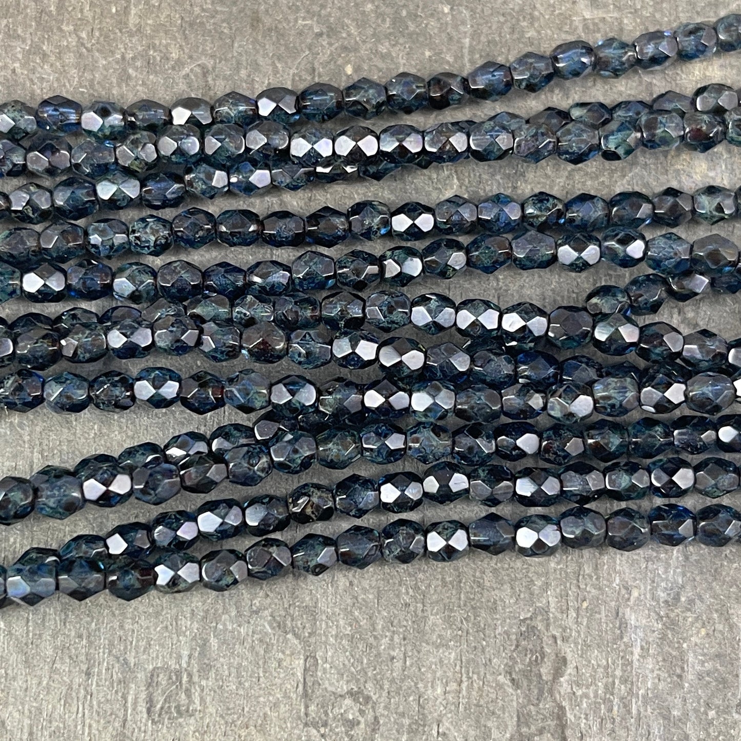 Sapphire Picasso Czech Glass Beads ~ 4mm Dark Blue Picasso Beads ~ Czech Glass Beads ~ Dark Sapphire Picasso Beads (FP4/SM-T3005) * Qty 50