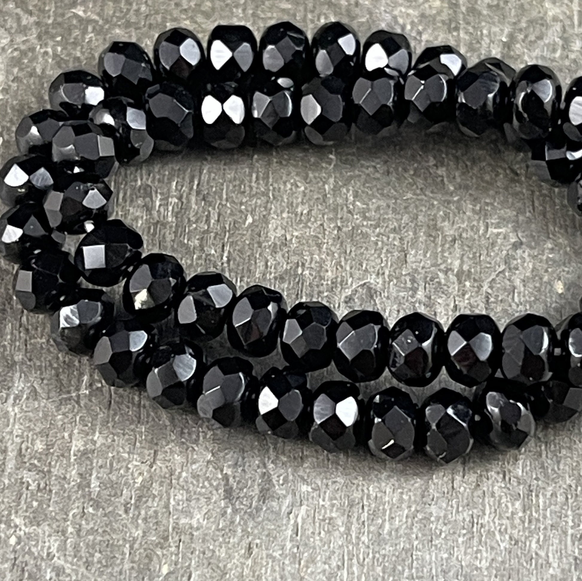 Black Glass Beads Czech Beads 5x3mm Rondelle Czech Glass Beads - Black Faceted Rondelle Opaque (R5/RJ-0556) * Qty. 30