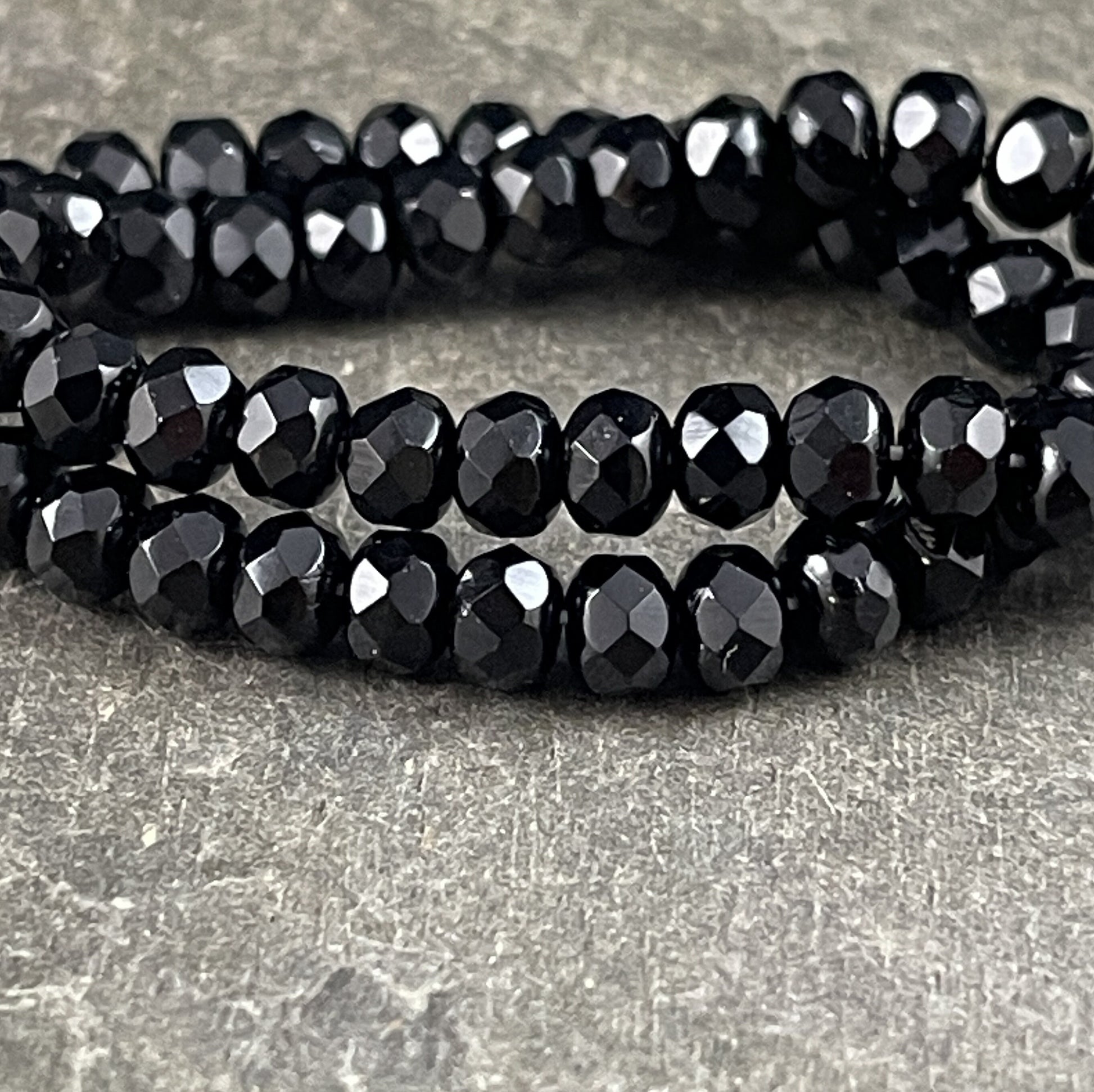 Black Glass Beads Czech Beads 5x3mm Rondelle Czech Glass Beads - Black Faceted Rondelle Opaque (R5/RJ-0556) * Qty. 30