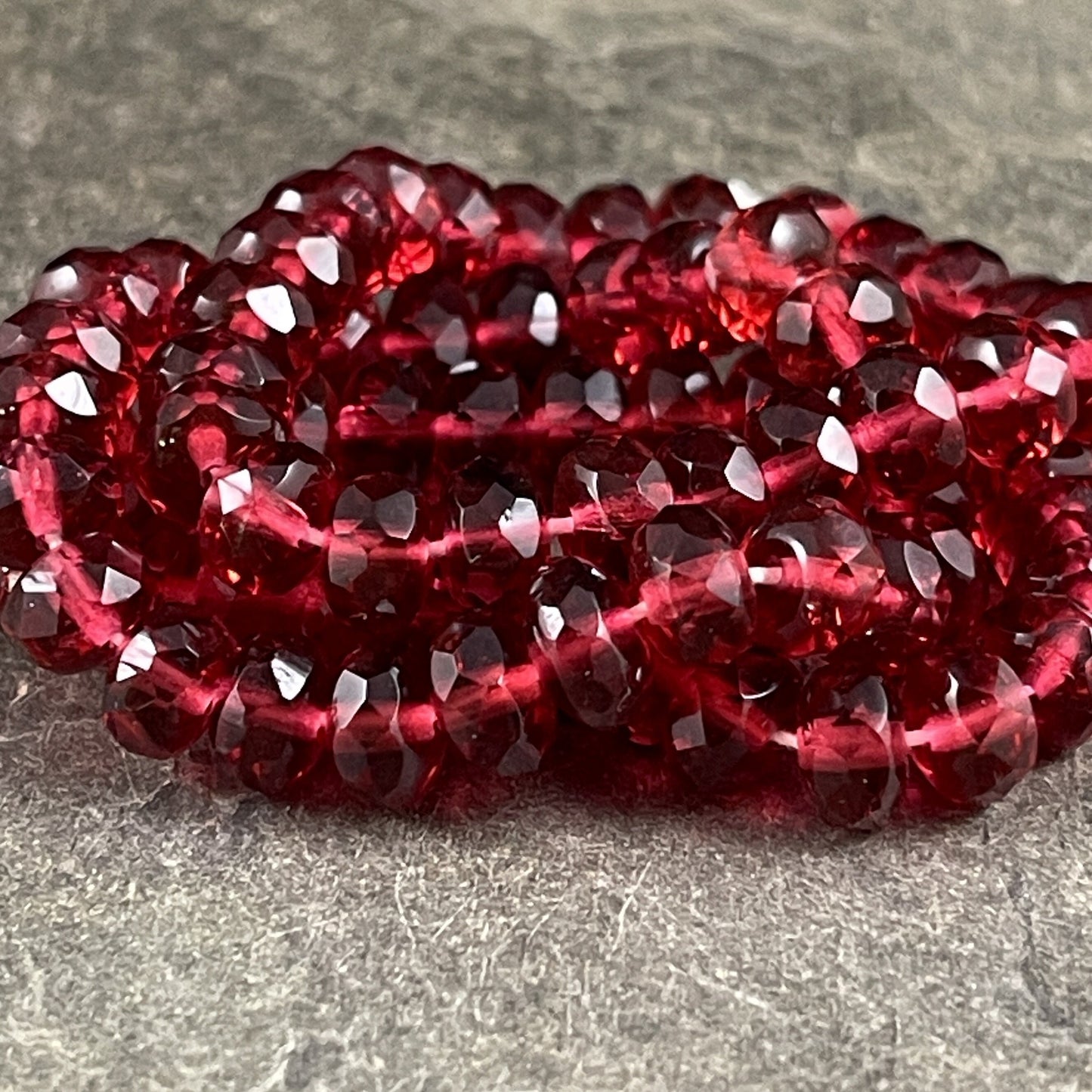 Cranberry Red 7x5mm Rondelle Czech Glass Beads Transparent Cranberry Red Faceted Rondelle (R7/RJ-0798) * Qty. 25