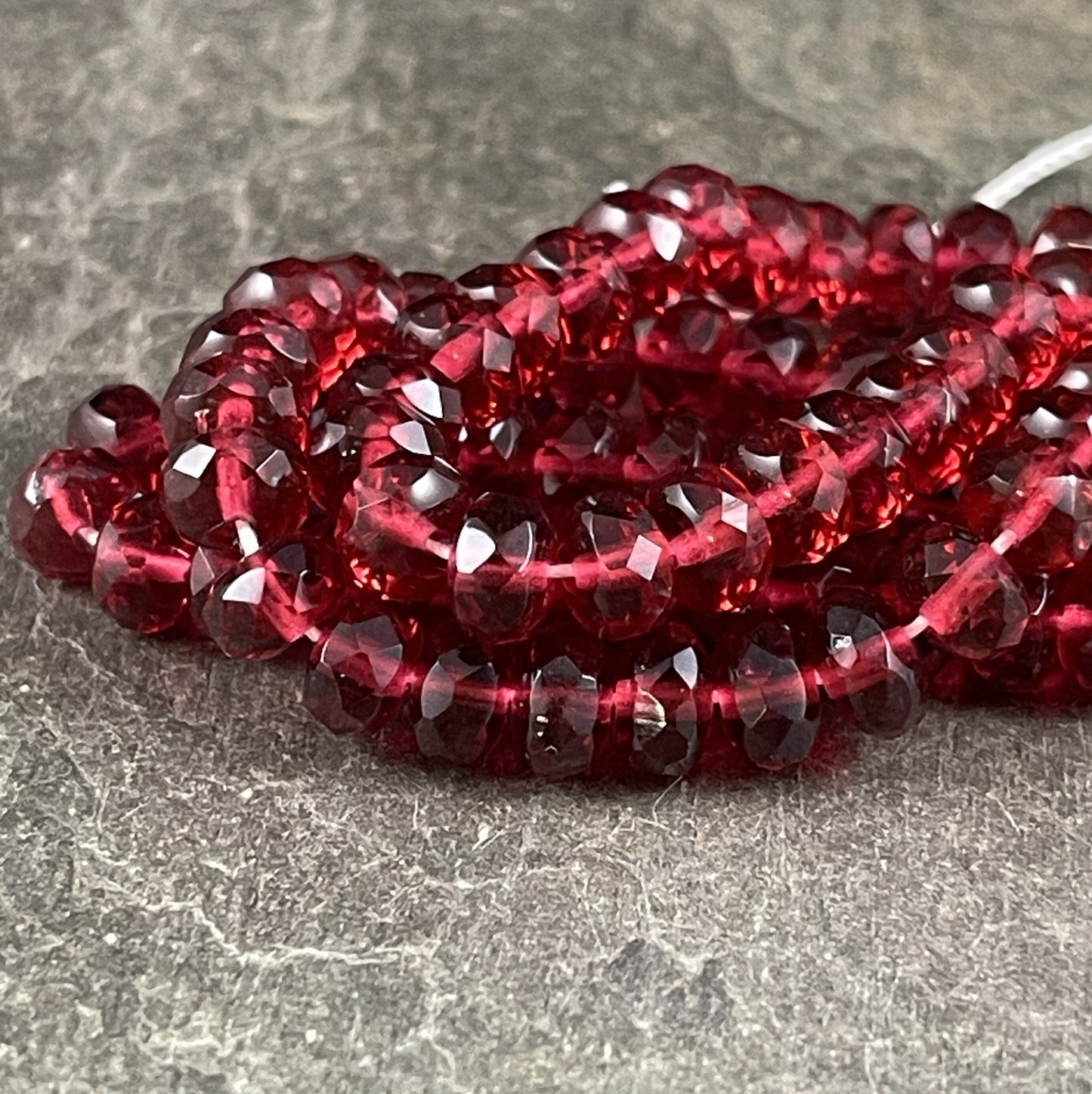 Cranberry Red 7x5mm Rondelle Czech Glass Beads Transparent Cranberry Red Faceted Rondelle (R7/RJ-0798) * Qty. 25