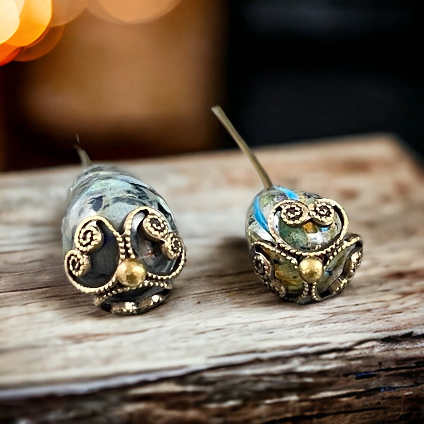 Antiqued Brass Bead Caps Ornate Victorian Style Oxidized Brass Bead Caps Three Petal Round Filigree Bead Caps (VJS/S111) *