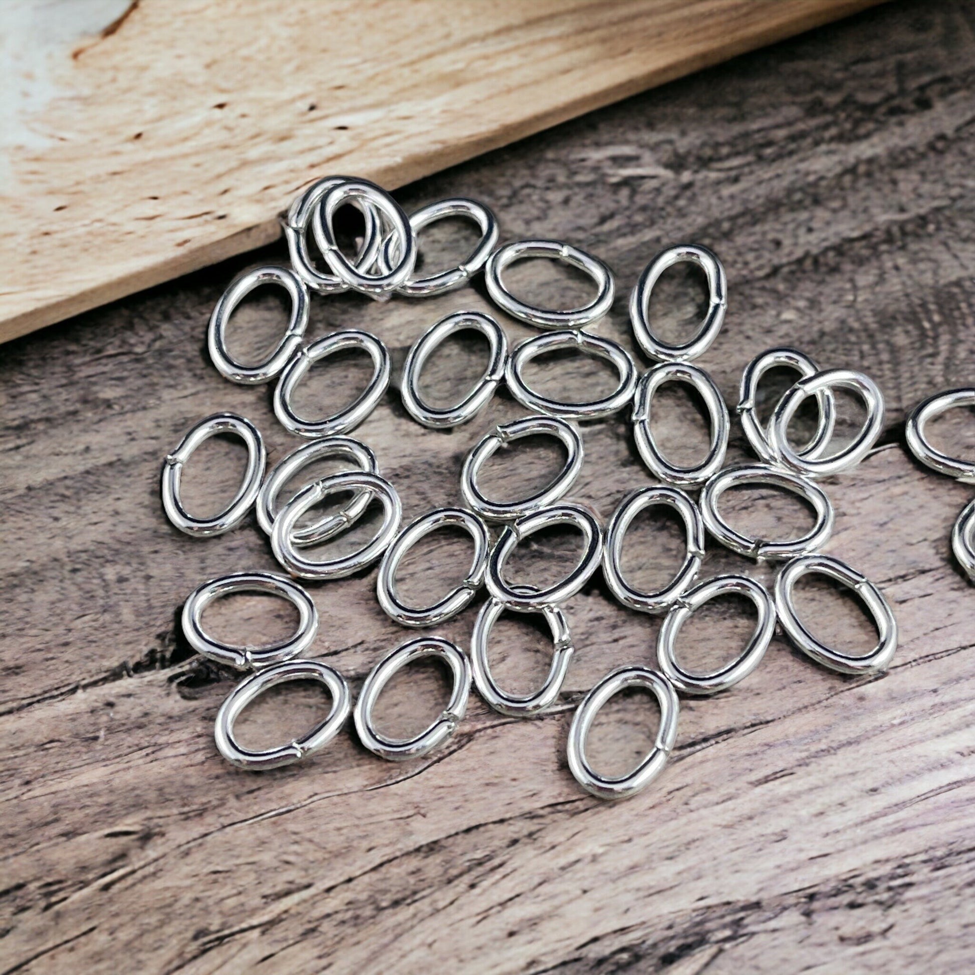 7x5mm Bright Silver Oval Shape Jump Rings ~ 18g Silver Plated Brass Open Jump Rings (FMG/5158) * Qty: 100