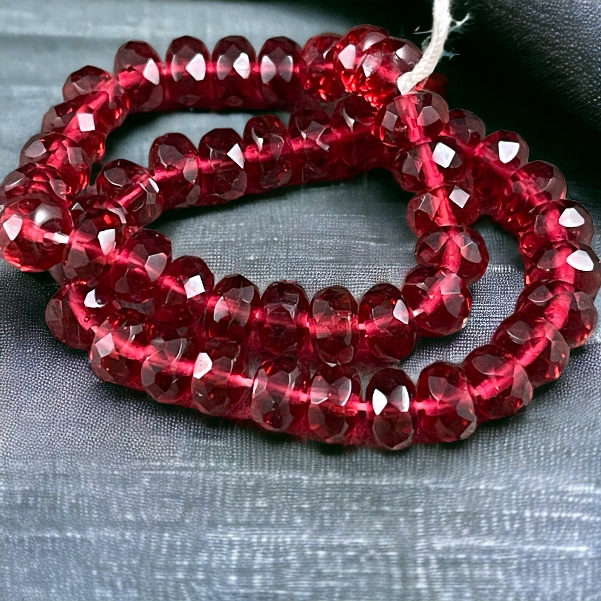 Cranberry Red 7x5mm Rondelle Czech Glass Beads Transparent Cranberry Red Faceted Rondelle (R7/RJ-0798) * Qty. 25