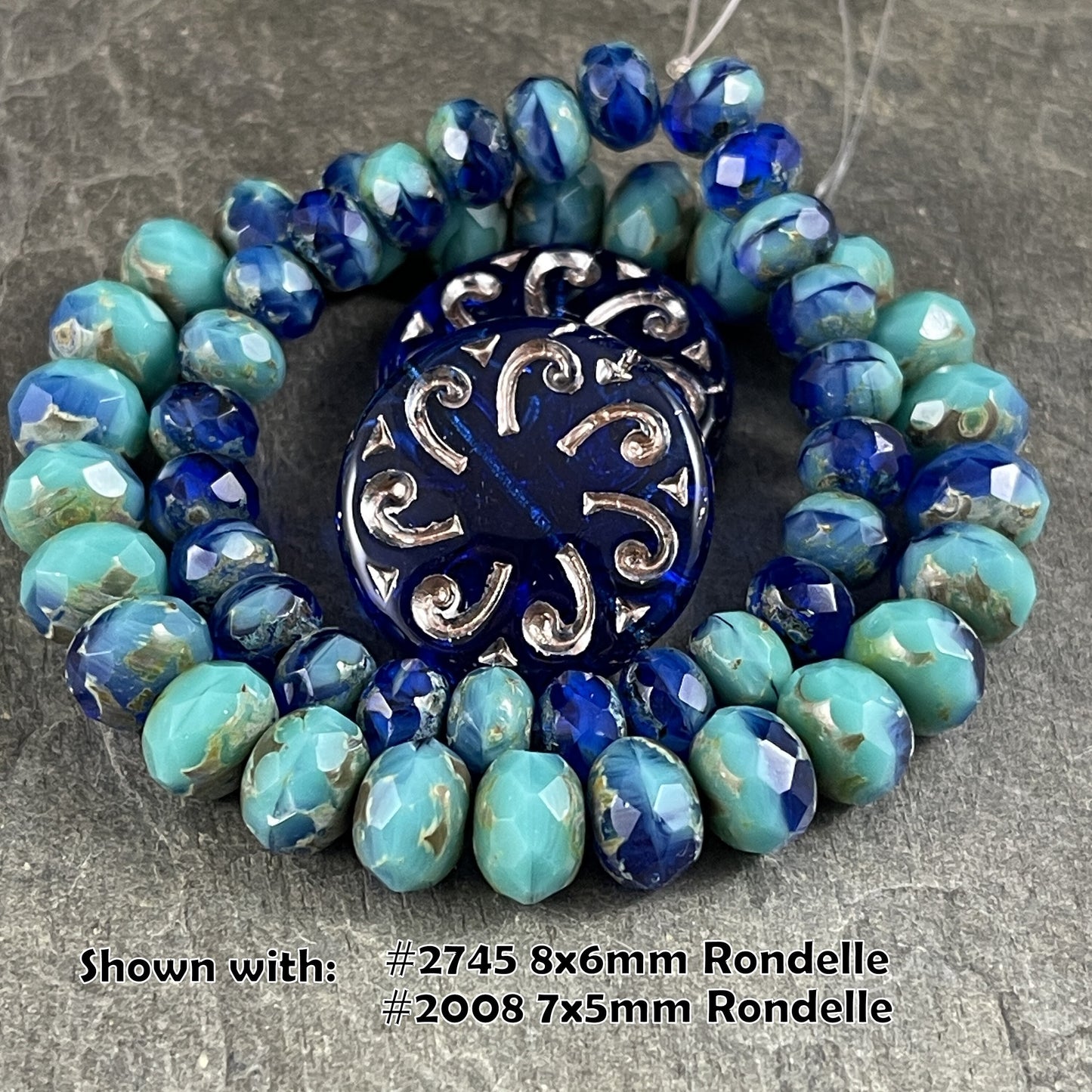 Sun Coin ~ 23mm Czech Glass Beads ~ Transparent Cobalt Blue with Platinum Wash ~ Focal Bead ~ Pendant Bead (C23/RJ-4785) *