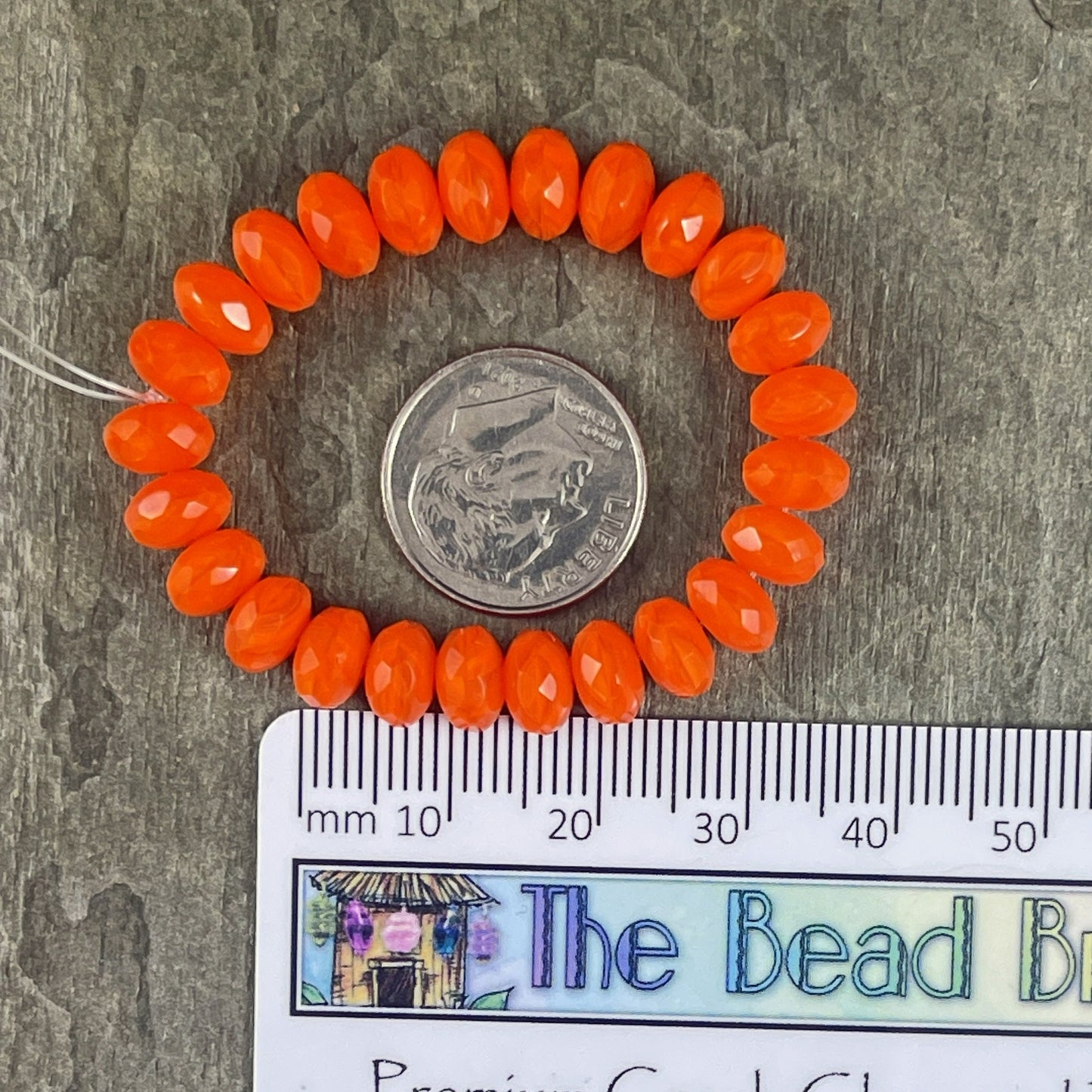 Bright Orange Silk Rondelle Czech Beads 7x5mm Rondelle Czech Glass Beads - Orange Opaline (R7/RJ-2762) * Qty. 25