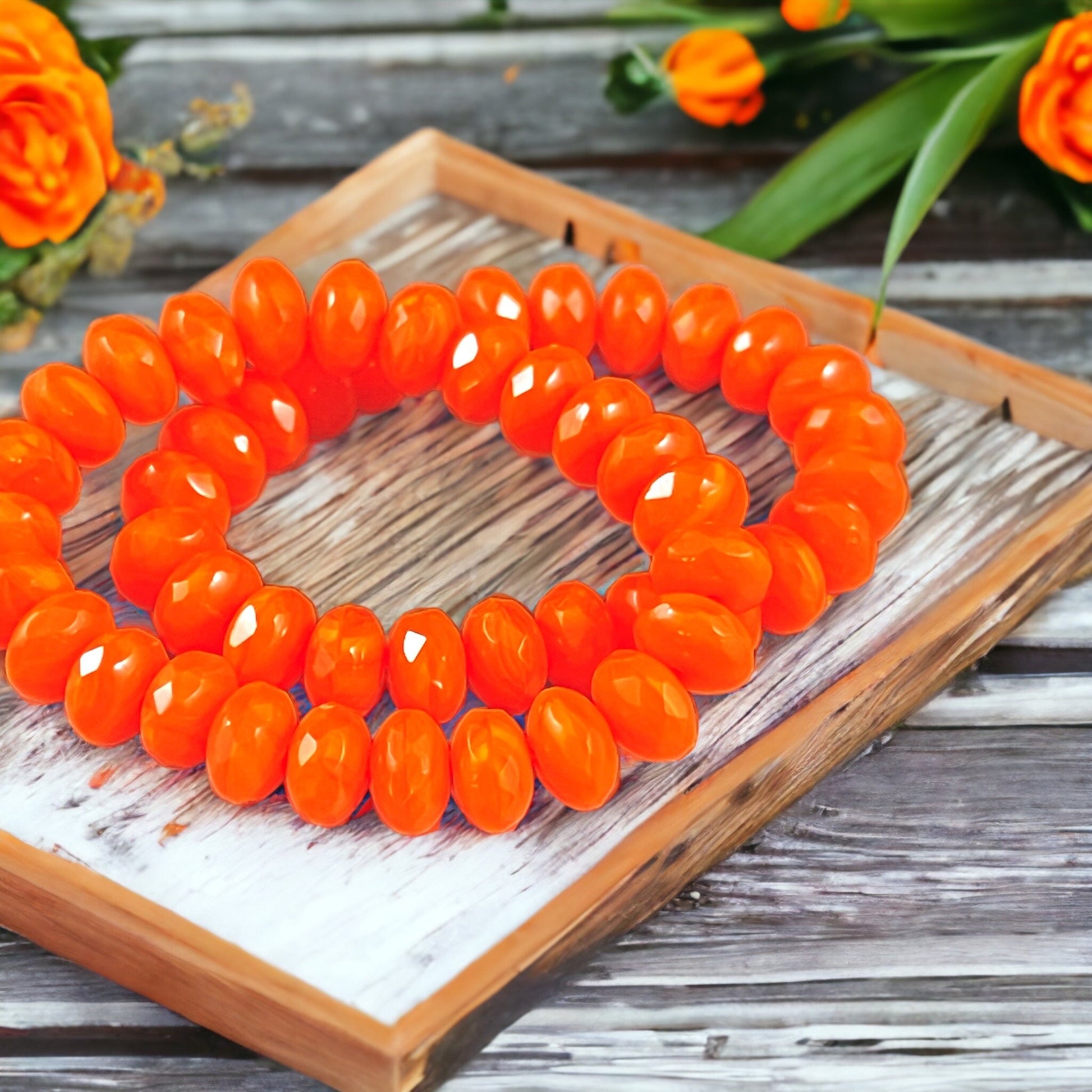 Bright Orange Silk Rondelle Czech Beads 7x5mm Rondelle Czech Glass Beads - Orange Opaline (R7/RJ-2762) * Qty. 25