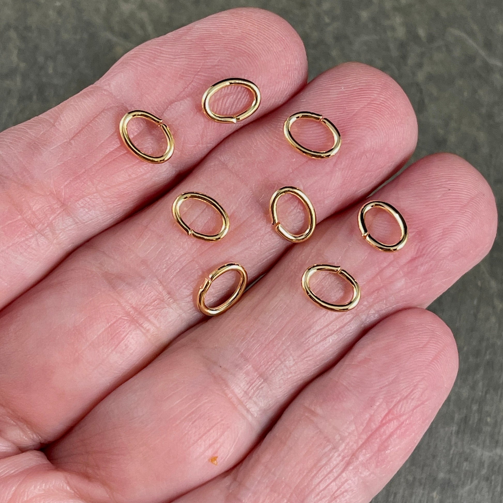 Gold Oval Shape Jump Rings ~ 7x5mm Oval Jump Rings ~ 18g Oval Jump Rings ~ Gold Plated Brass Open Jump Rings (FMG/5156) * Qty. 100