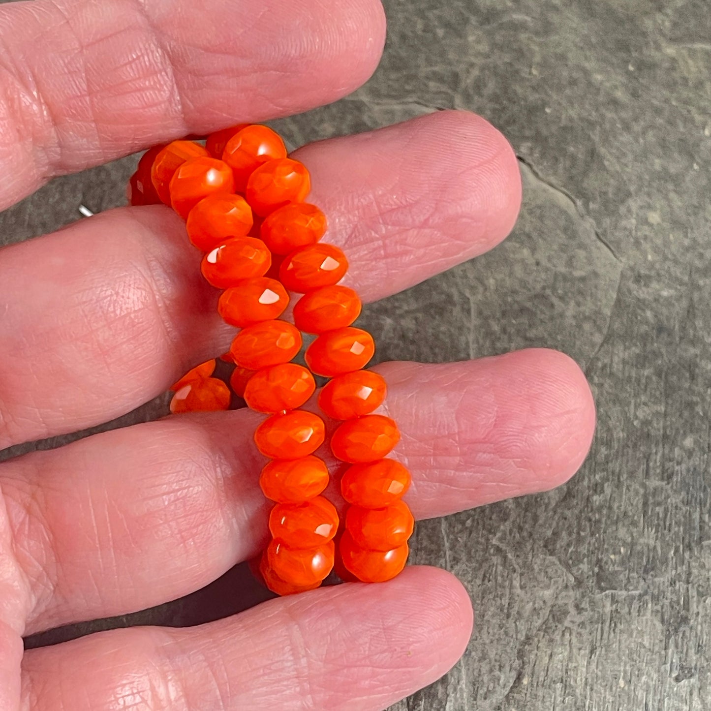 Bright Orange Silk Rondelle Czech Beads 7x5mm Rondelle Czech Glass Beads - Orange Opaline (R7/RJ-2762) * Qty. 25