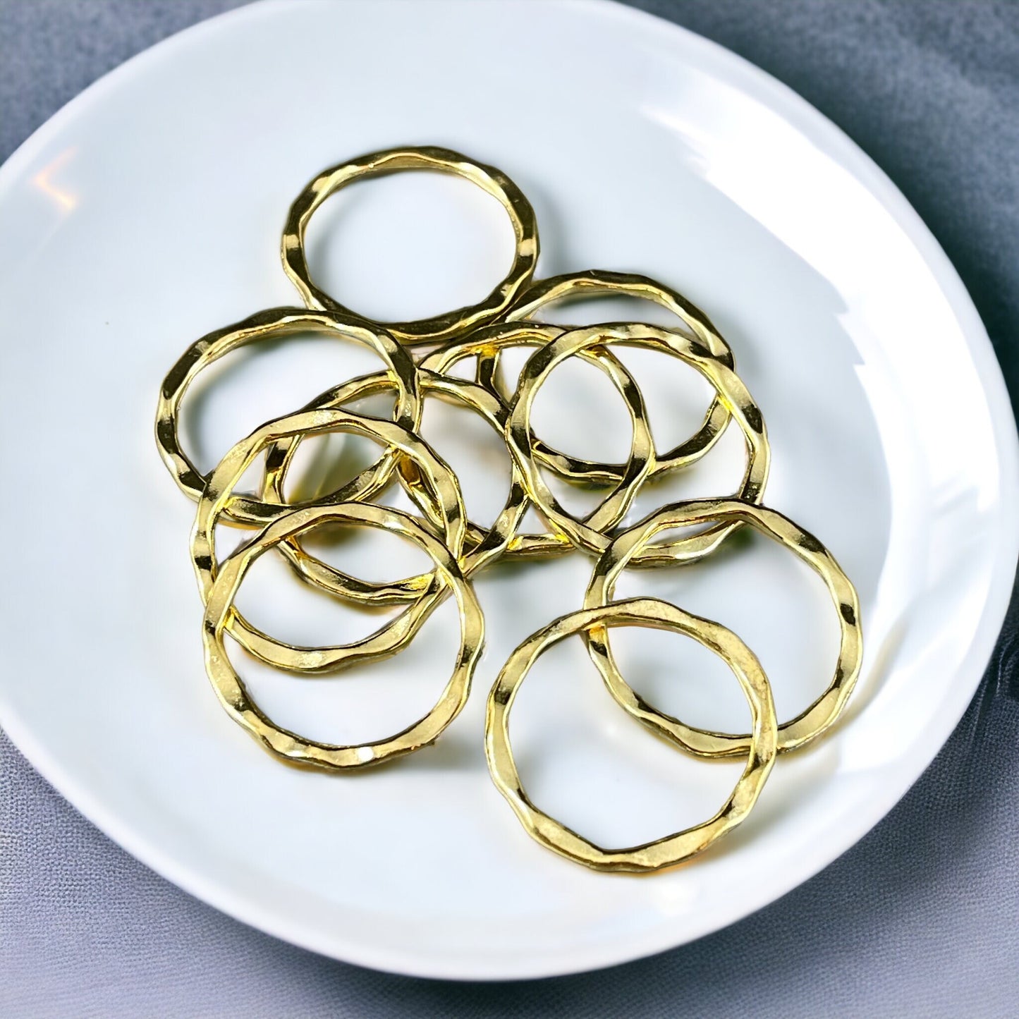 Link Ring Connector ~ Gold Plated Organic Linking Rings ~ 22mm Flat Ring ~ Nickel Free (A017-G-NF) * Qty. 20