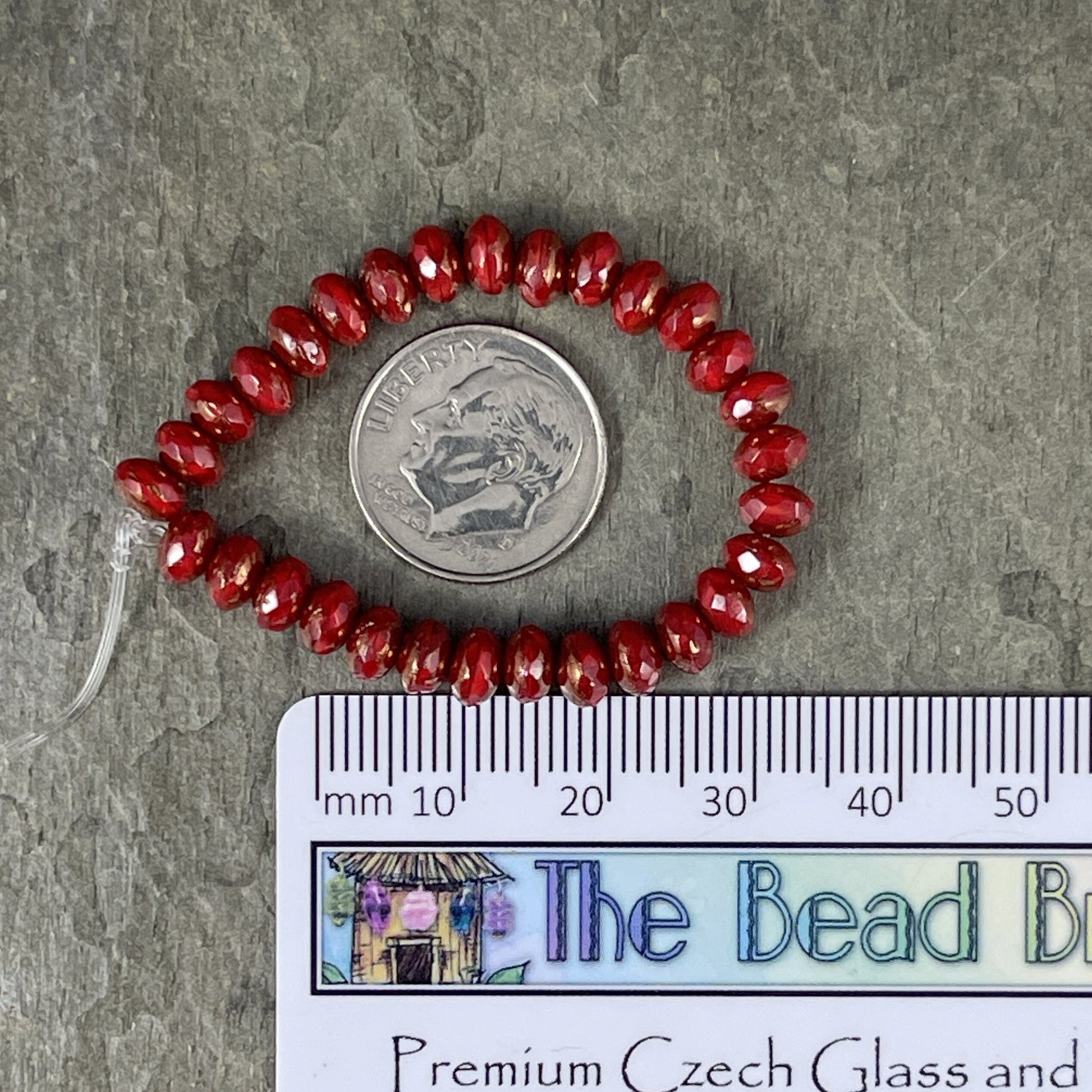 Dark Red Opaline Czech Glass Beads ~ 5x3mm Rondelle ~ Opaque Cranberry Red Glass with Bronze Picasso (R5/N-0262) * Qty. 30