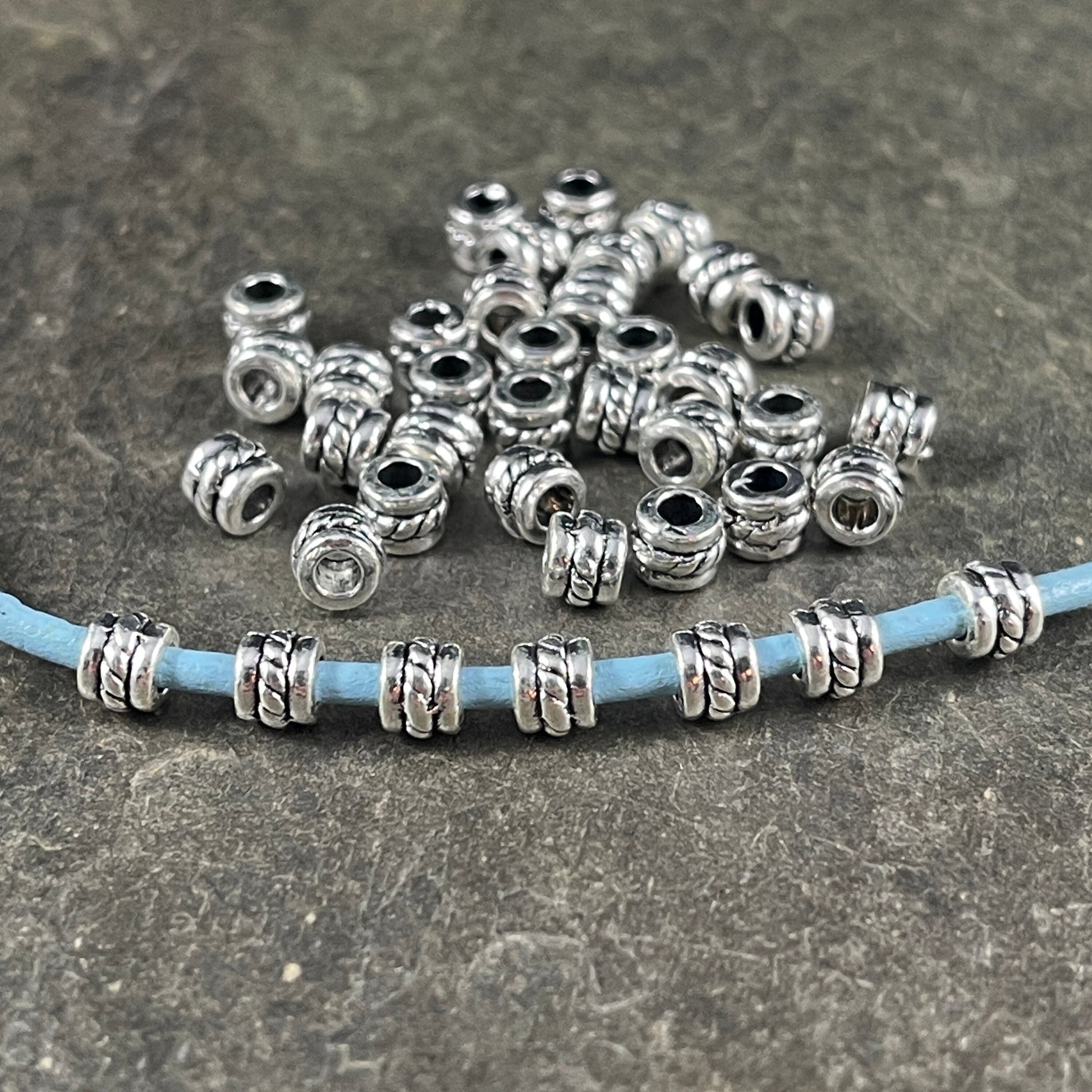 Antiqued Silver Tube Bead ~ 5x4mm Column Bead with 2.2mm Hole ~ Silver Metal Spacer Beads (0447Y-AS-NF) * Qty. 100