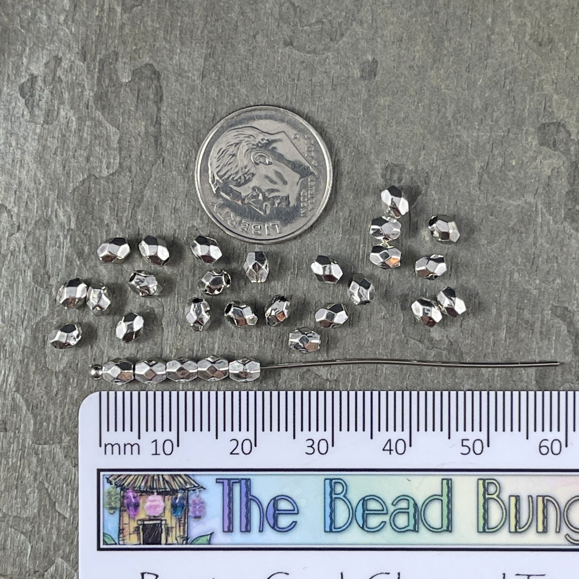 4mm Faceted Silver Metal Spacer Beads ~ Faceted Oval Metal Beads ~ Small Silver Spacer Beads (Q063-29AS) * Qty. 250