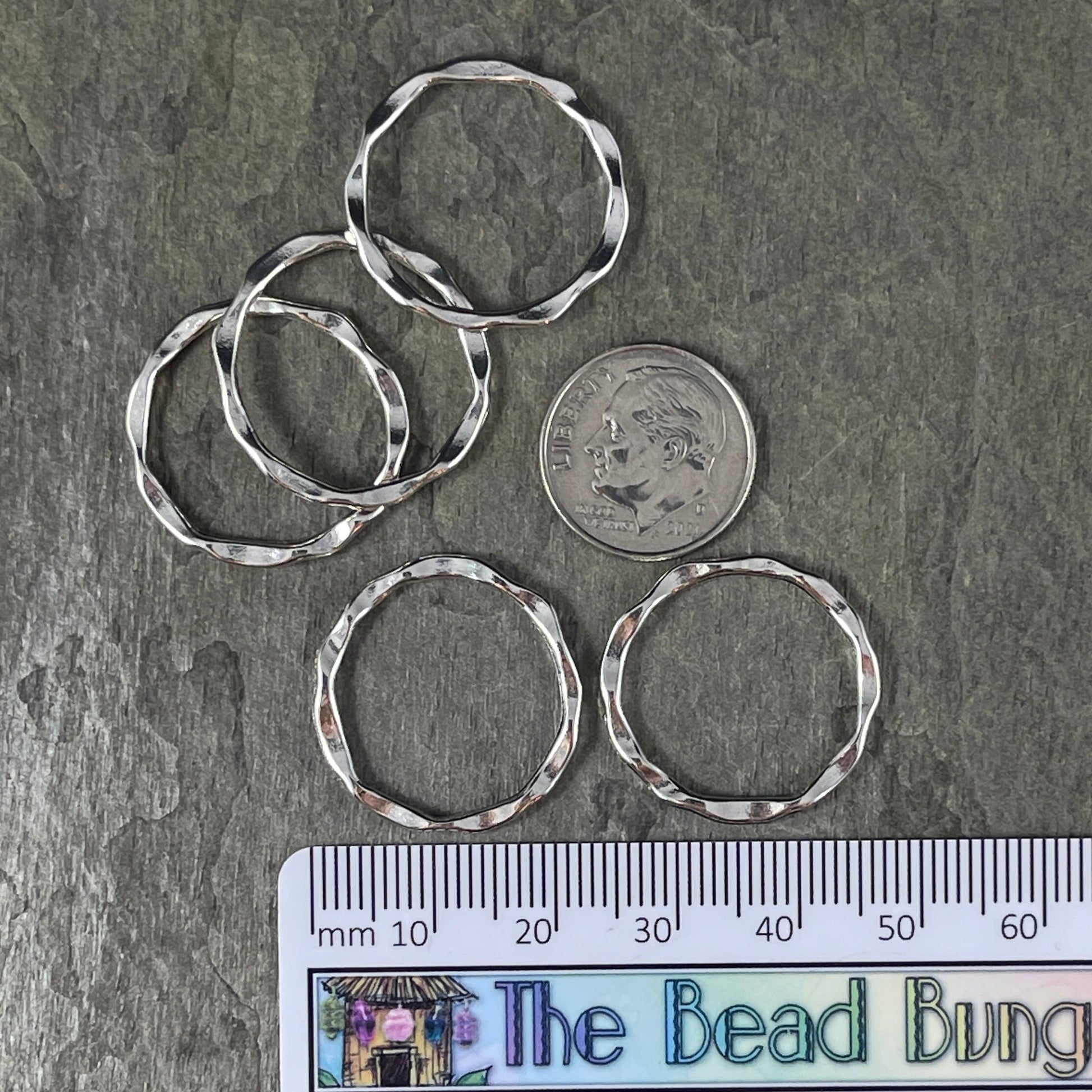 Link Ring Connector ~ Silver Circle Link ~ Organic Linking Rings ~ 22mm Flat Ring (A017-AS-LF) * Qty. 20