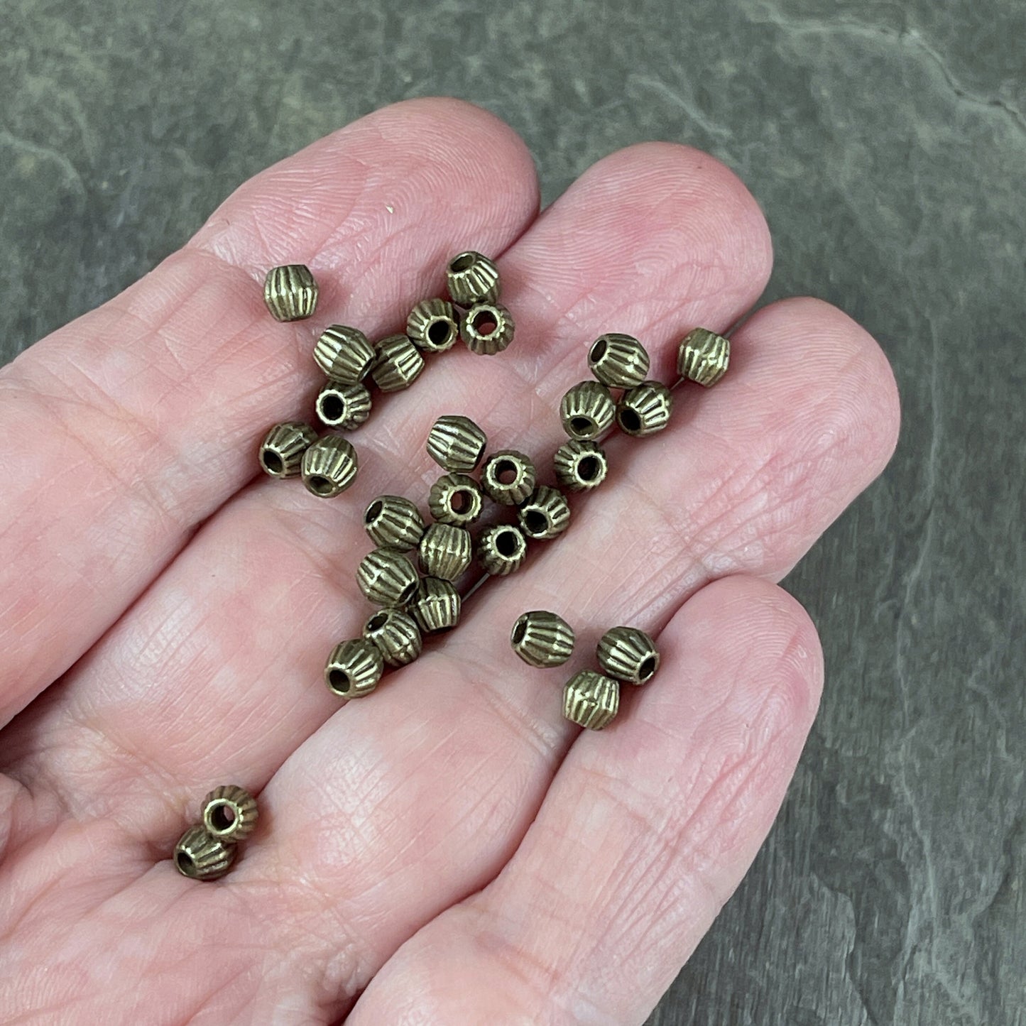 Antiqued Brass Metal Beads 4mm Bicone Nickel Free Spacer Beads Bronze Metal Spacer (0300Y-AB-NF) * Qty. 100